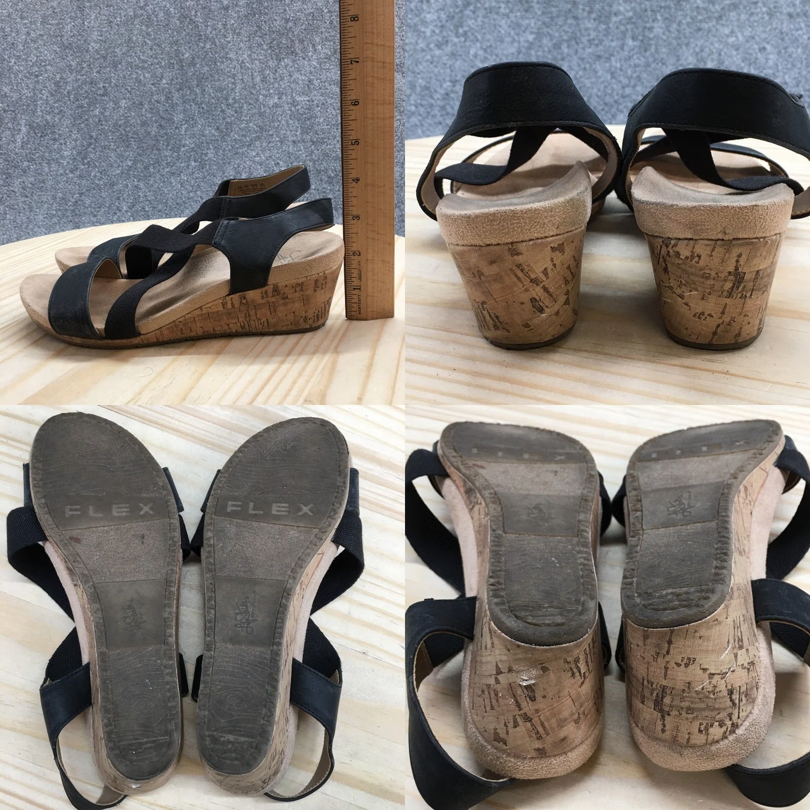 Vintage LifeStride Sandals Womens 7.5 M Black Wedge Slingback Crisscross Strap Comfort Size US 8 / IT 38 - 8 Thumbnail