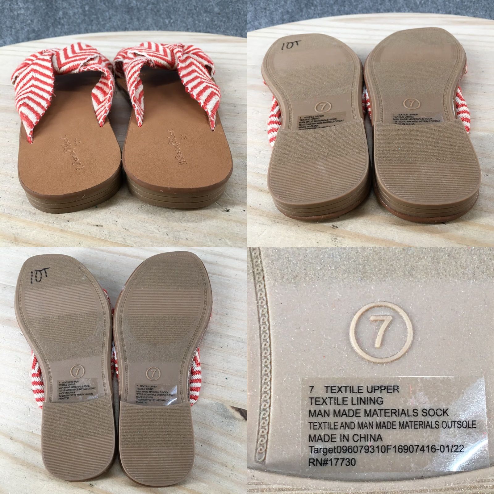 Vintage Universal Thread Sandals Womens 7 Louise Chevron Print Slip On Flats Slide Red Size US 7 / IT 37 - 8 Thumbnail