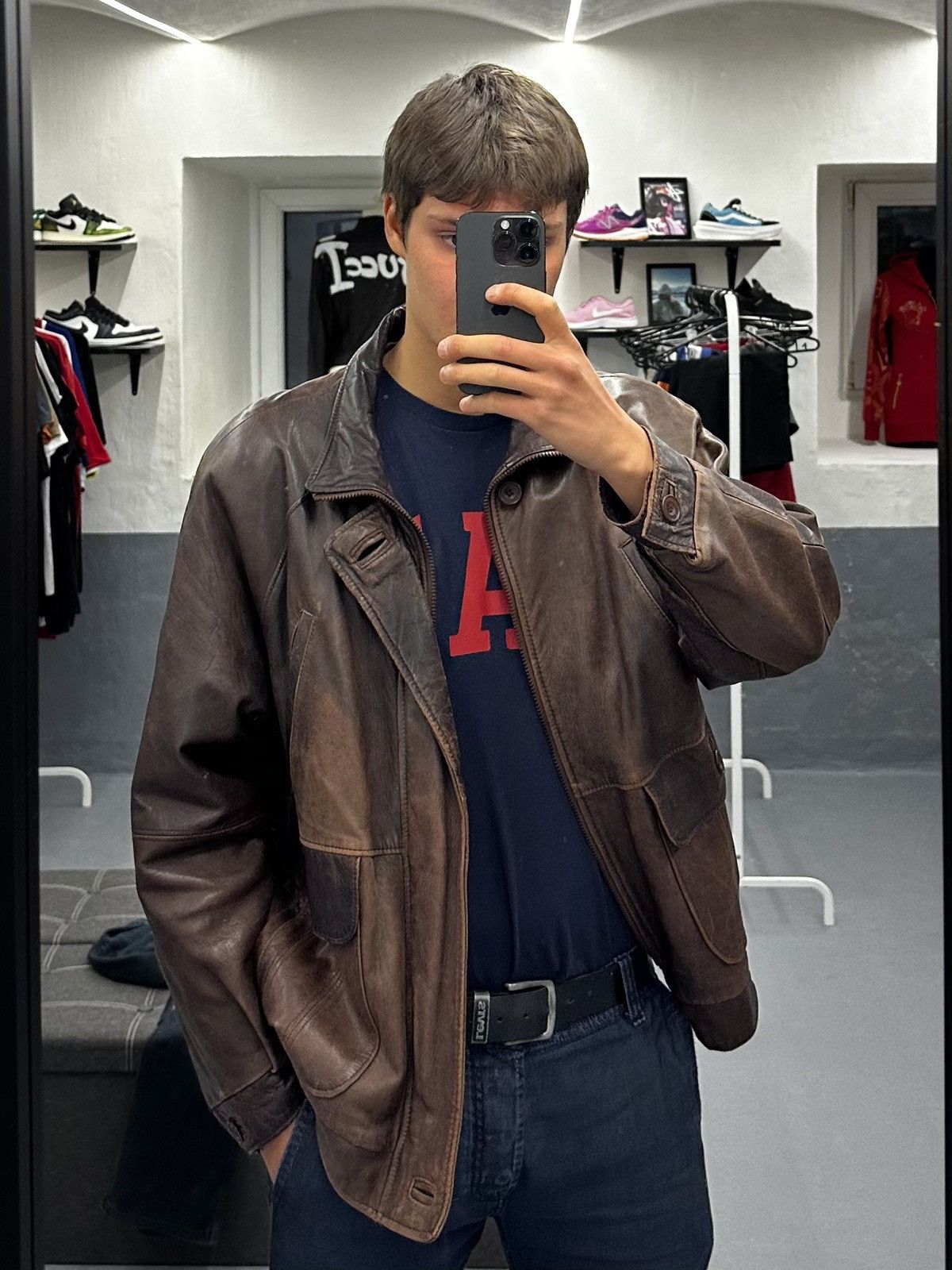 Leather jacket Vintage 80s St Michael made in Israel