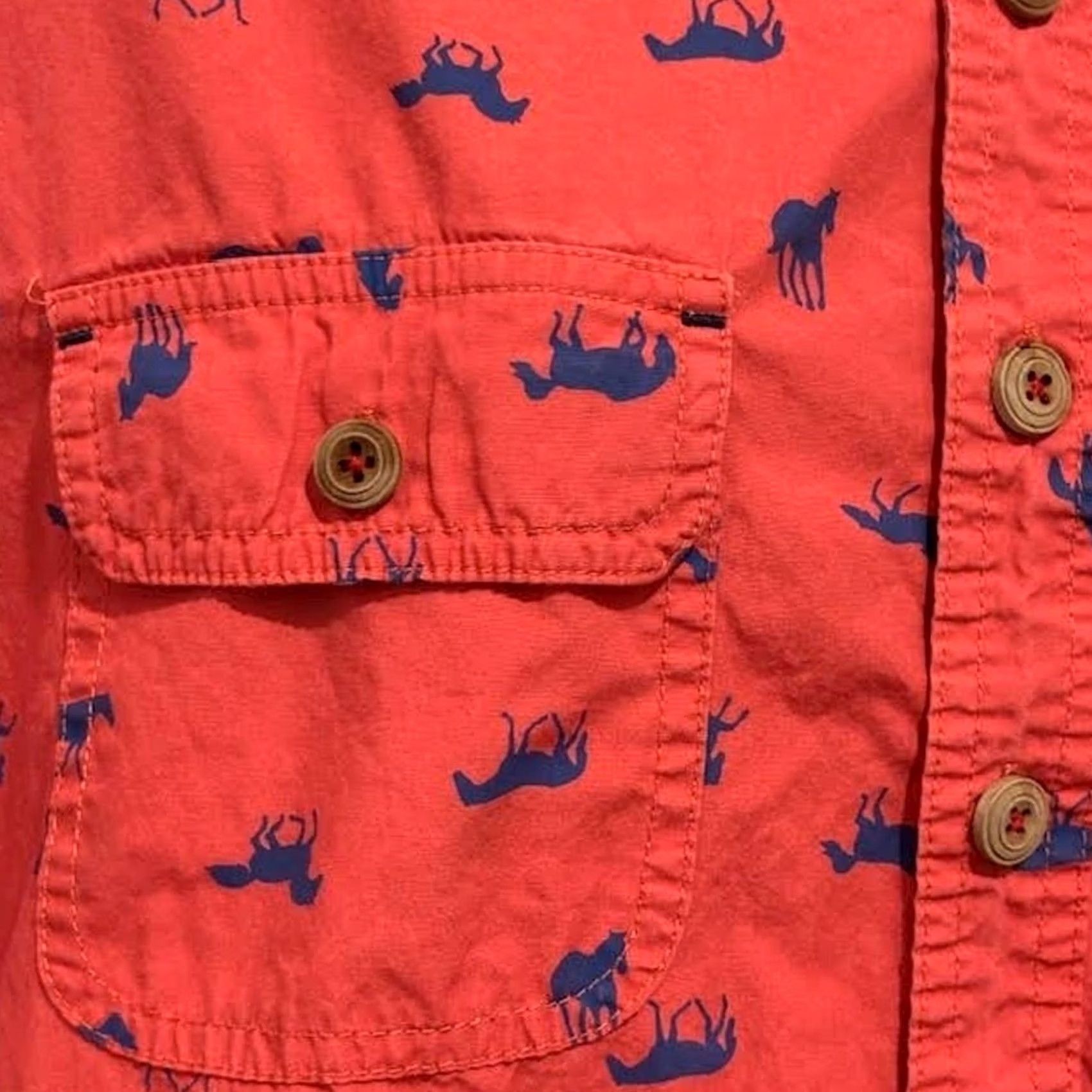 Vintage Matilda Jane X Joanna Gaines Red Horse Print Button-Up Shirt Size L Men Short Sleeve Collared, Casual, Vintage? No Size US L / EU 52-54 / 3 - 5 Thumbnail