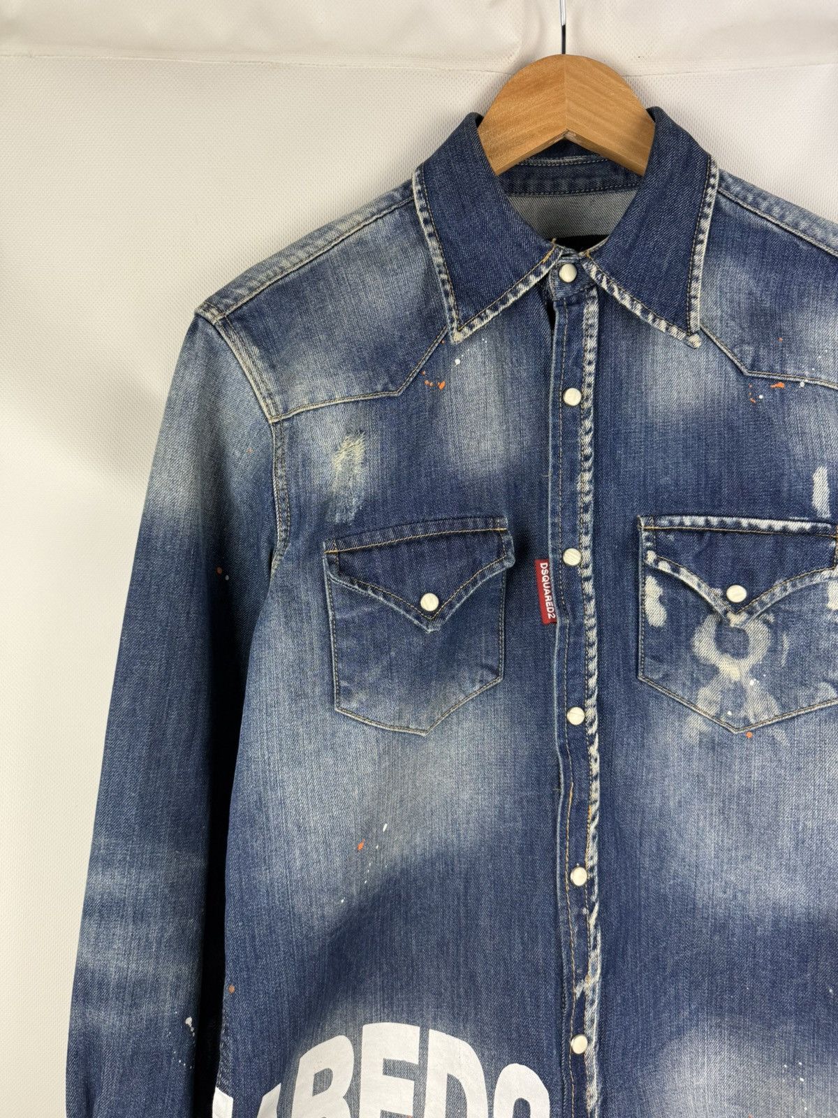 Dsquared2 Dsquared Ladies Big Logo Graphic Print Denim Button Up Shirt Size M / US 6-8 / IT 42-44 - 4 Thumbnail