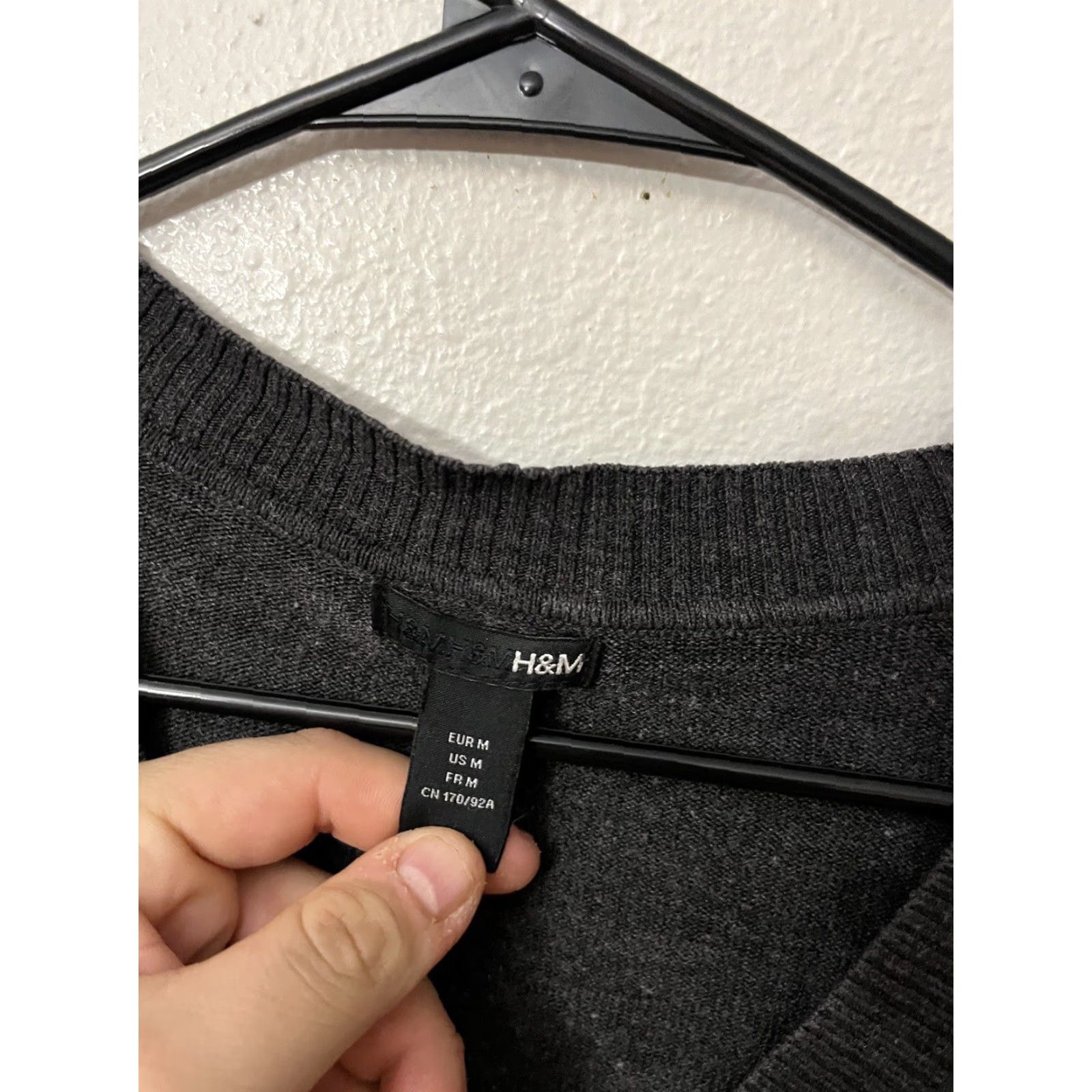 H&M VINTAGE H&M Women's Sweater Pullover V-Neck Long Sleeve Cotton Logo Gray Medium Size M / US 6-8 / IT 42-44 - 3 Thumbnail