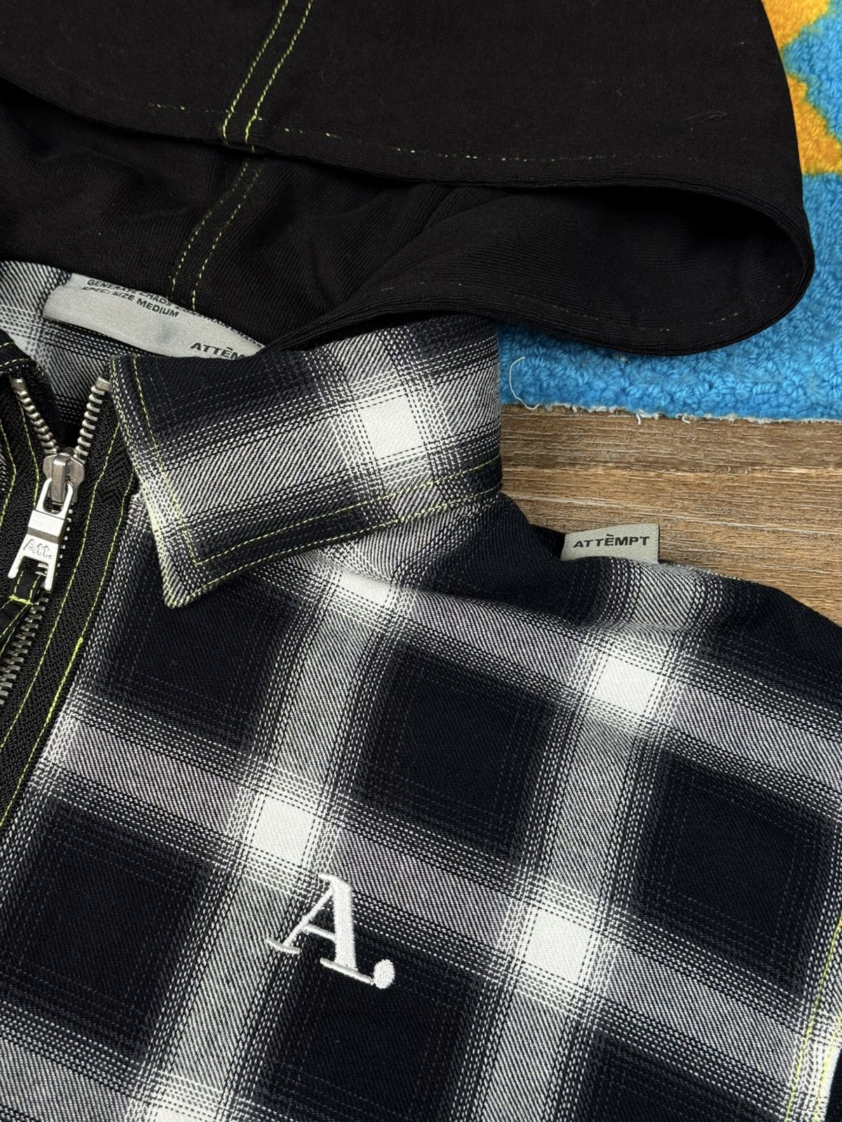 Japanese Brand × Vintage Attempt Checked Zip Hooded Shirt Jacket Size US M / EU 48-50 / 2 - 9 Thumbnail