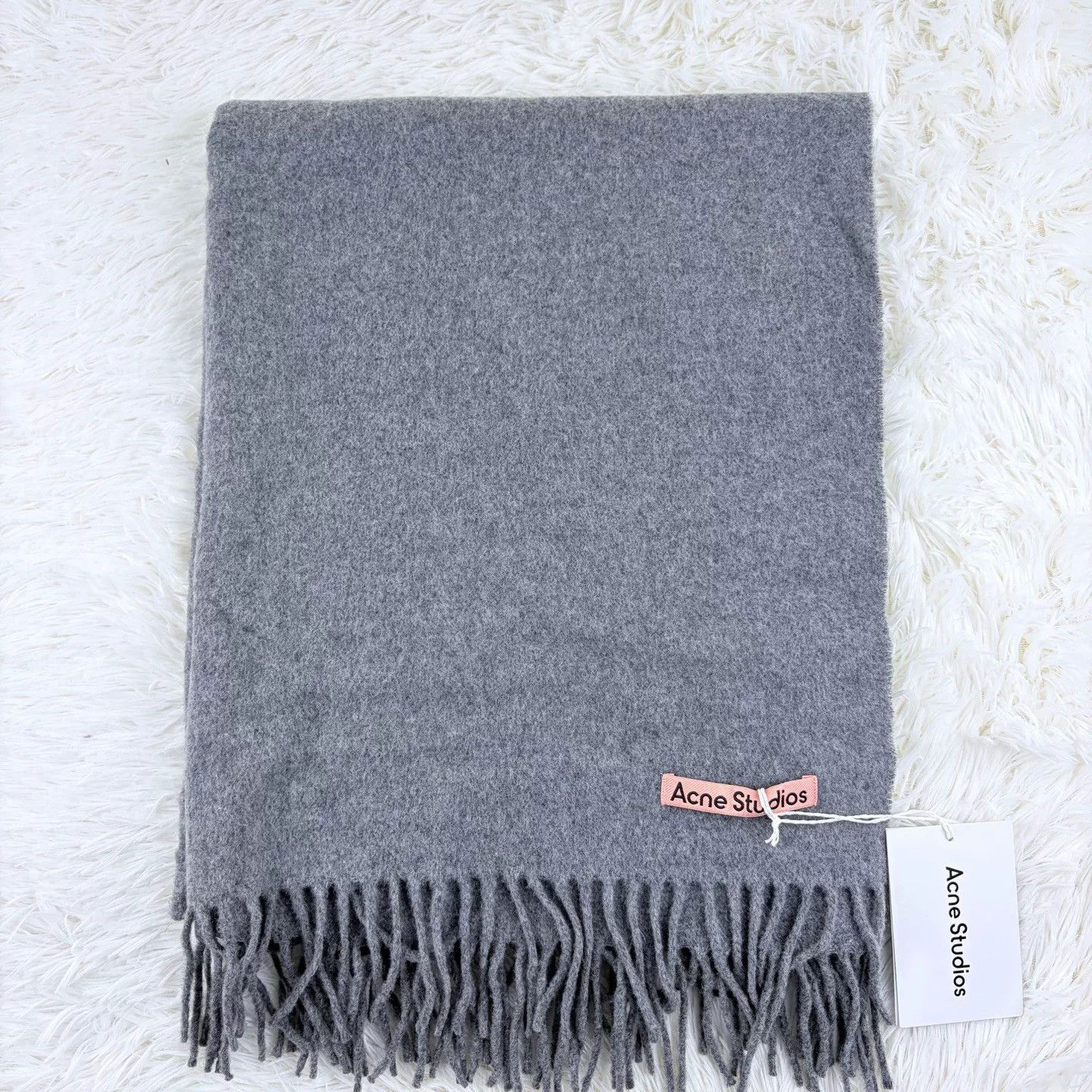 Acne Studios Acne Studios Heather Gray Wool Fringed Scarf Size ONE SIZE - 1 Thumbnail