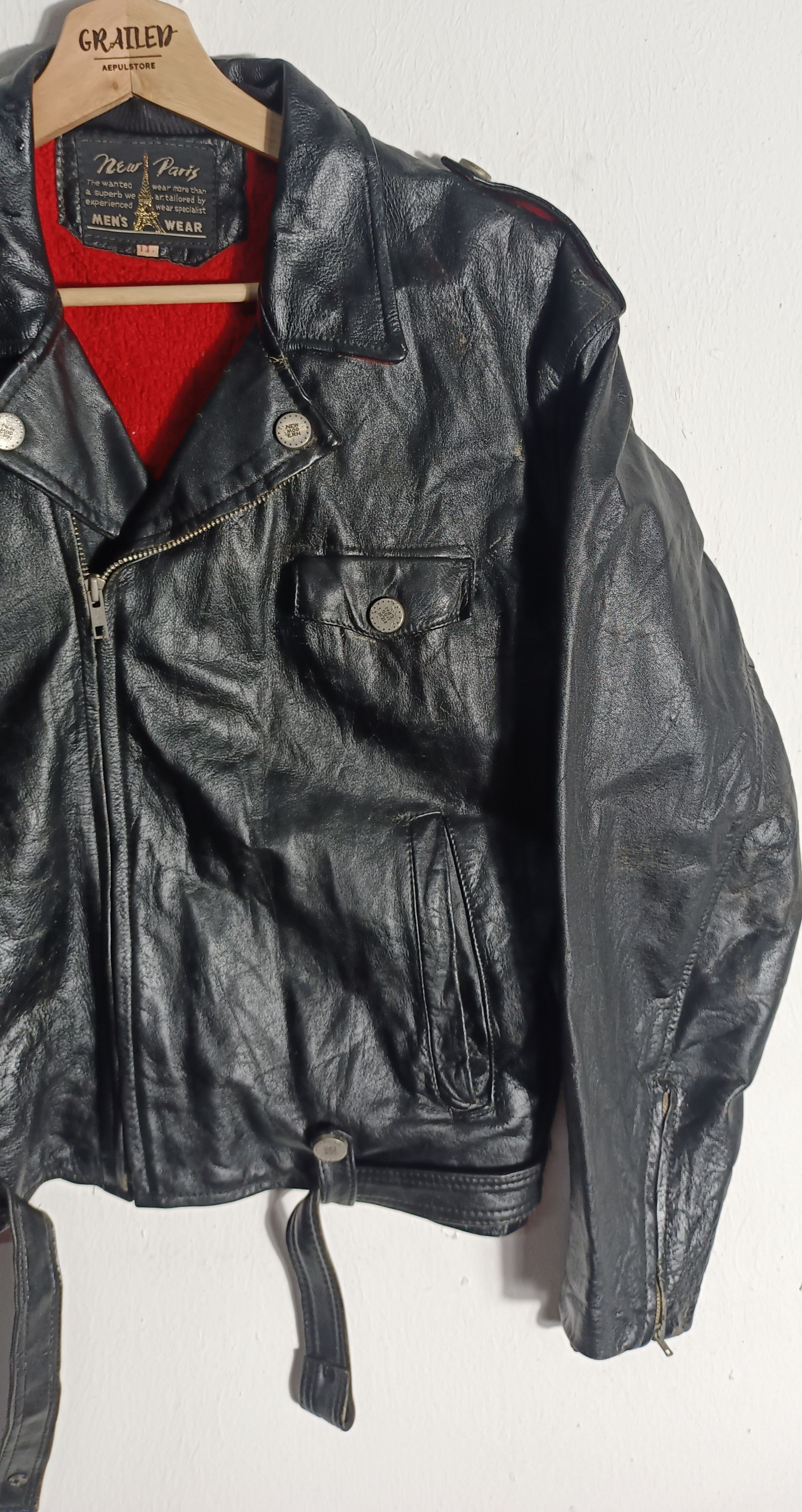If Six Was Nine Vtg 1980s💥New Paris Bikers Leather Jacket Size US M / EU 48-50 / 2 - 5 Thumbnail