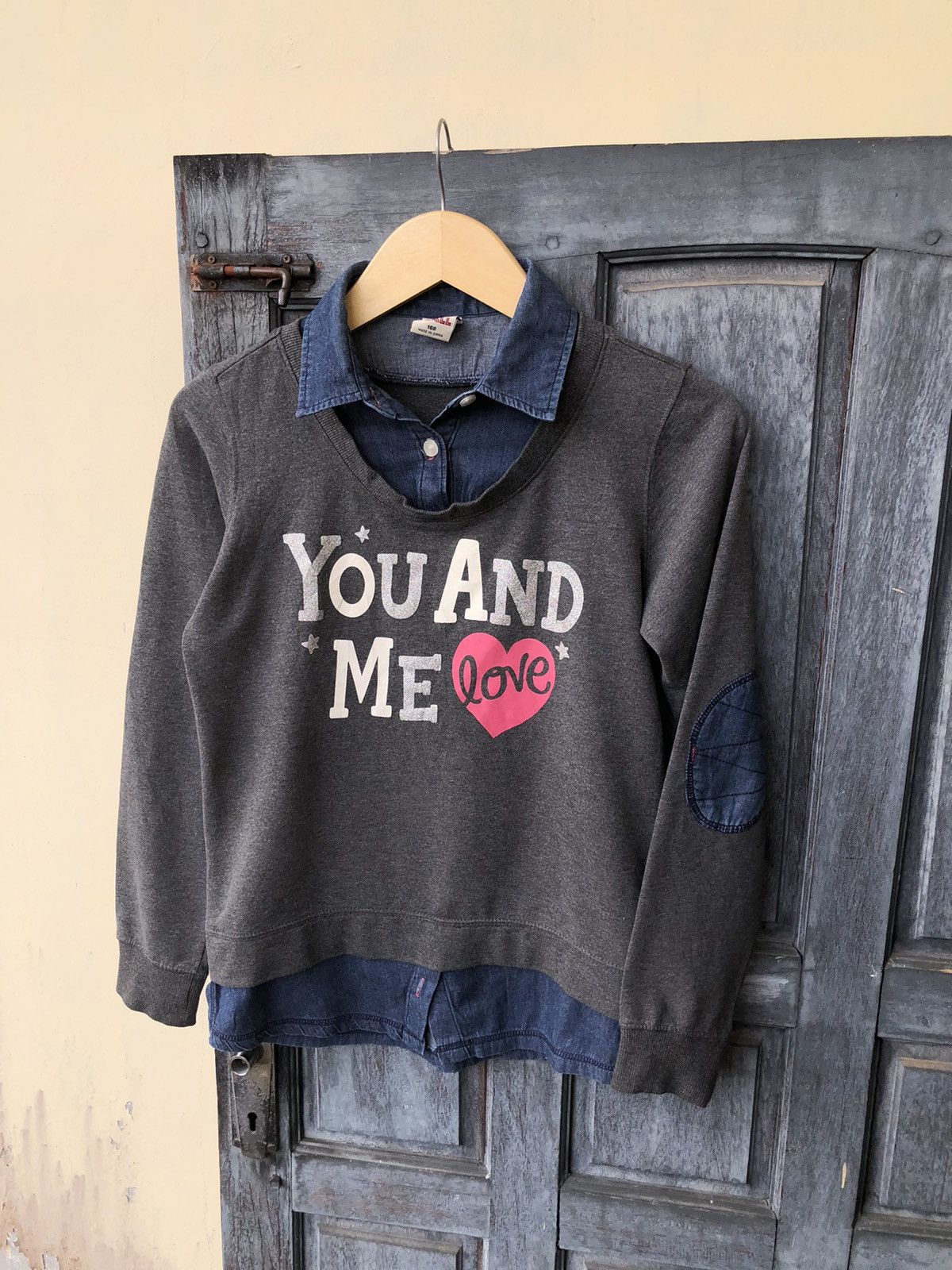 Japanese Brand USALL Double Layer Sweatshirt Denim Lovely Poem You and Me 🩷 Size M / US 6-8 / IT 42-44 - 4 Thumbnail