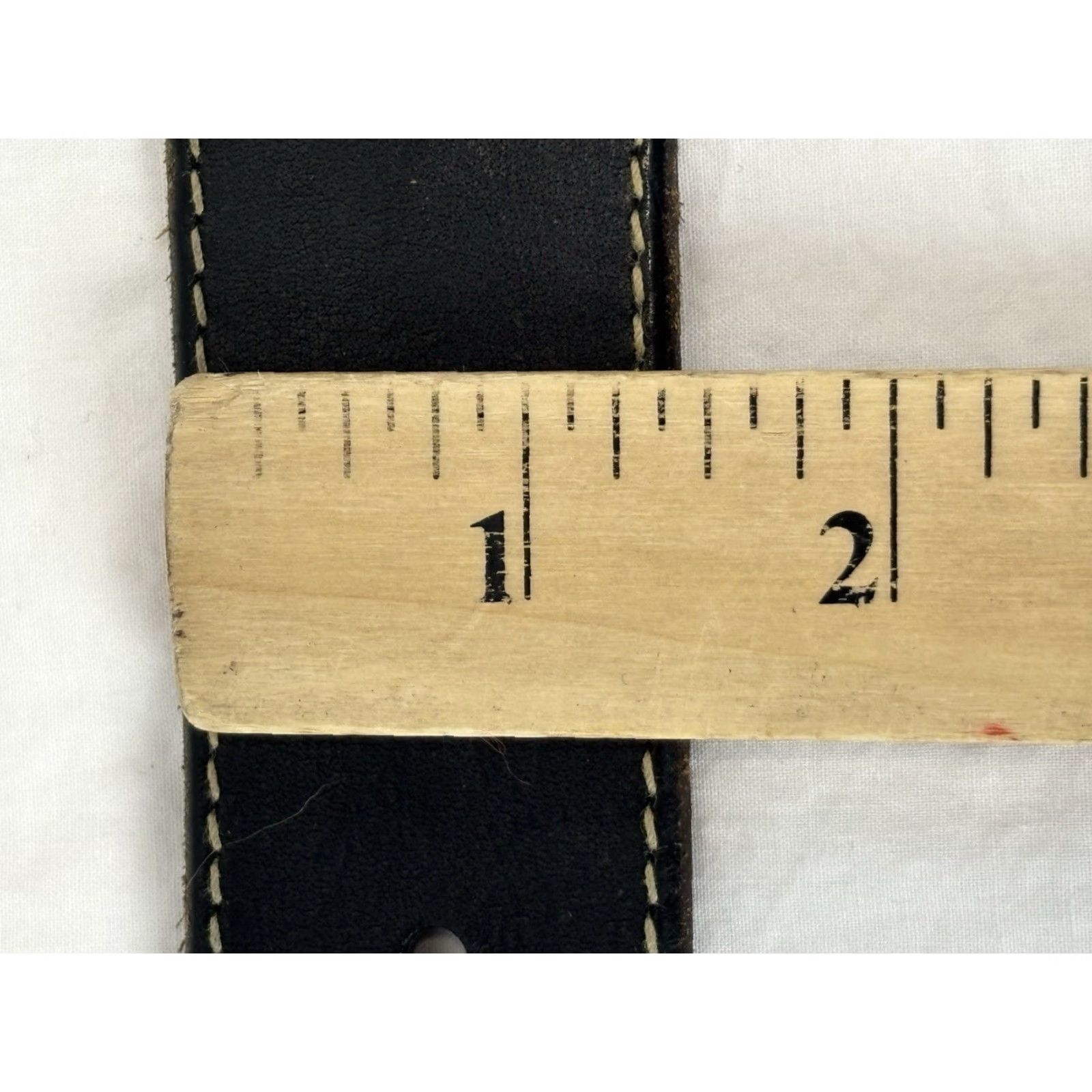 Gap Gap Italian Leather Belt Sz 32 Men’s Black Bronze Buckle White Stitching Size 32 - 5 Thumbnail