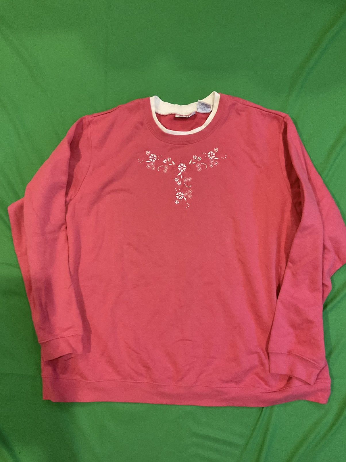 Vintage Vintage Pink floral crewneck sweatshirt Size 3XL / US 20-22 - 1 Thumbnail