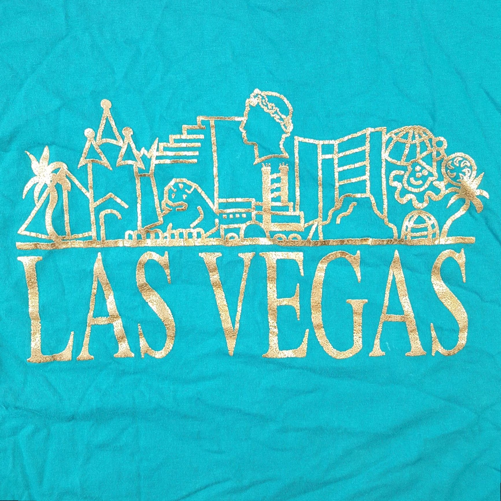 Jerzees VINTAGE 80s Las Vegas Casino Lucky Resort T-Shirt Large Blue Men Retro Y2K Size US L / EU 52-54 / 3 - 2 Thumbnail