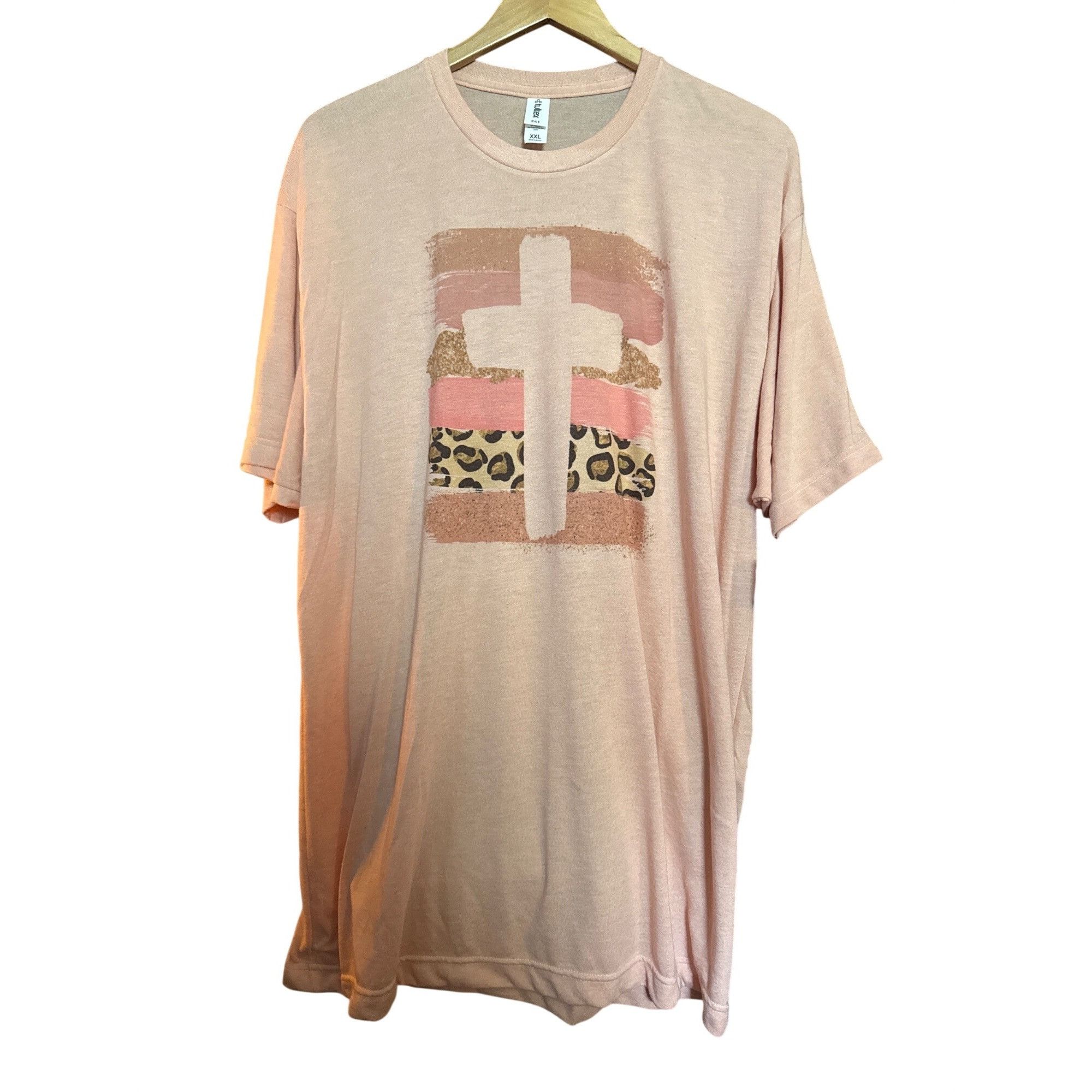 Tultex Christian Graphic Tee With Cross & Leopard Print XXL By Tult Size XXL / US 16-18 / IT 52-54 - 2 Thumbnail