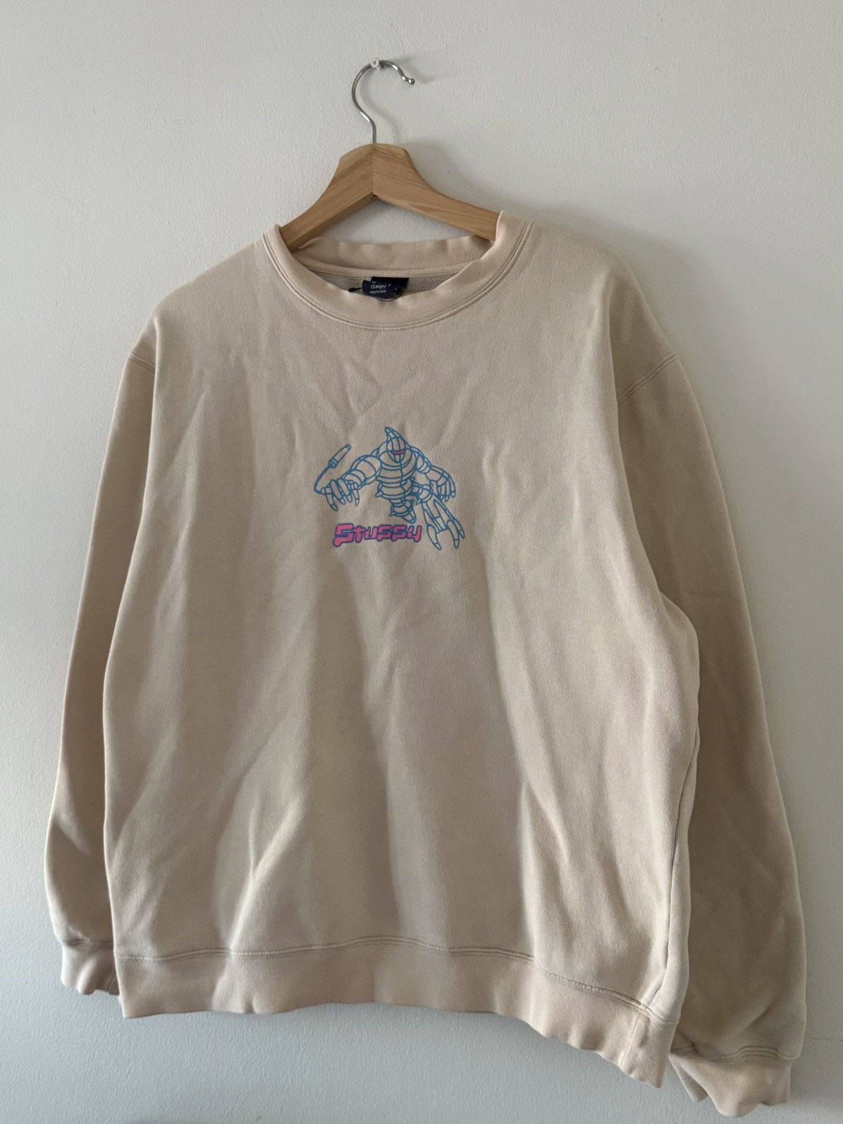 Stussy Stüssy sweatshirt beige tan blue pink michelin size L Size US L / EU 52-54 / 3 - 1 Thumbnail