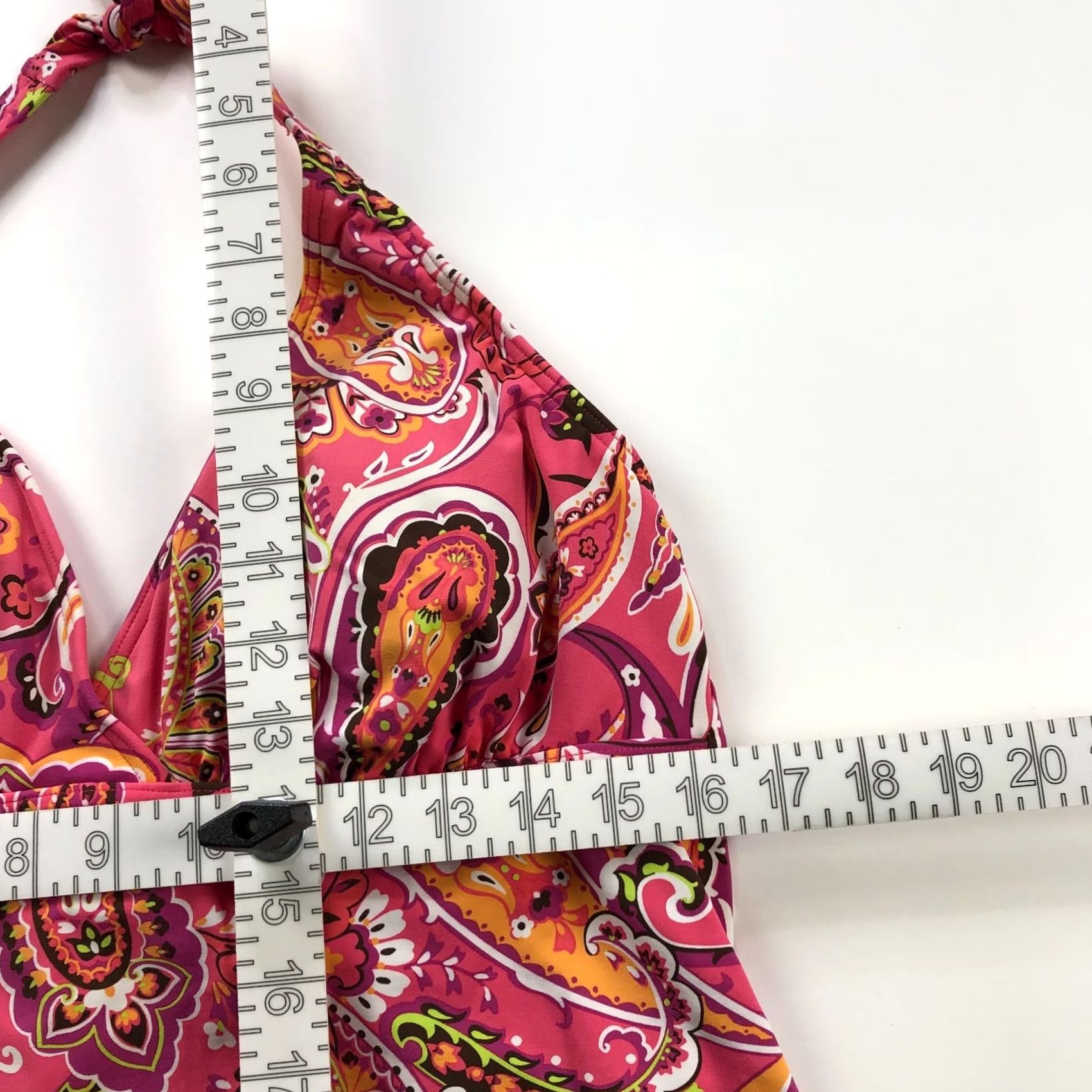 Lands' End Lands' End Tankini Top Halter 14L Pink Paisley Padded No Wire Womens Beach Vintage No Size XL / US 12-14 / IT 48-50 - 3 Thumbnail