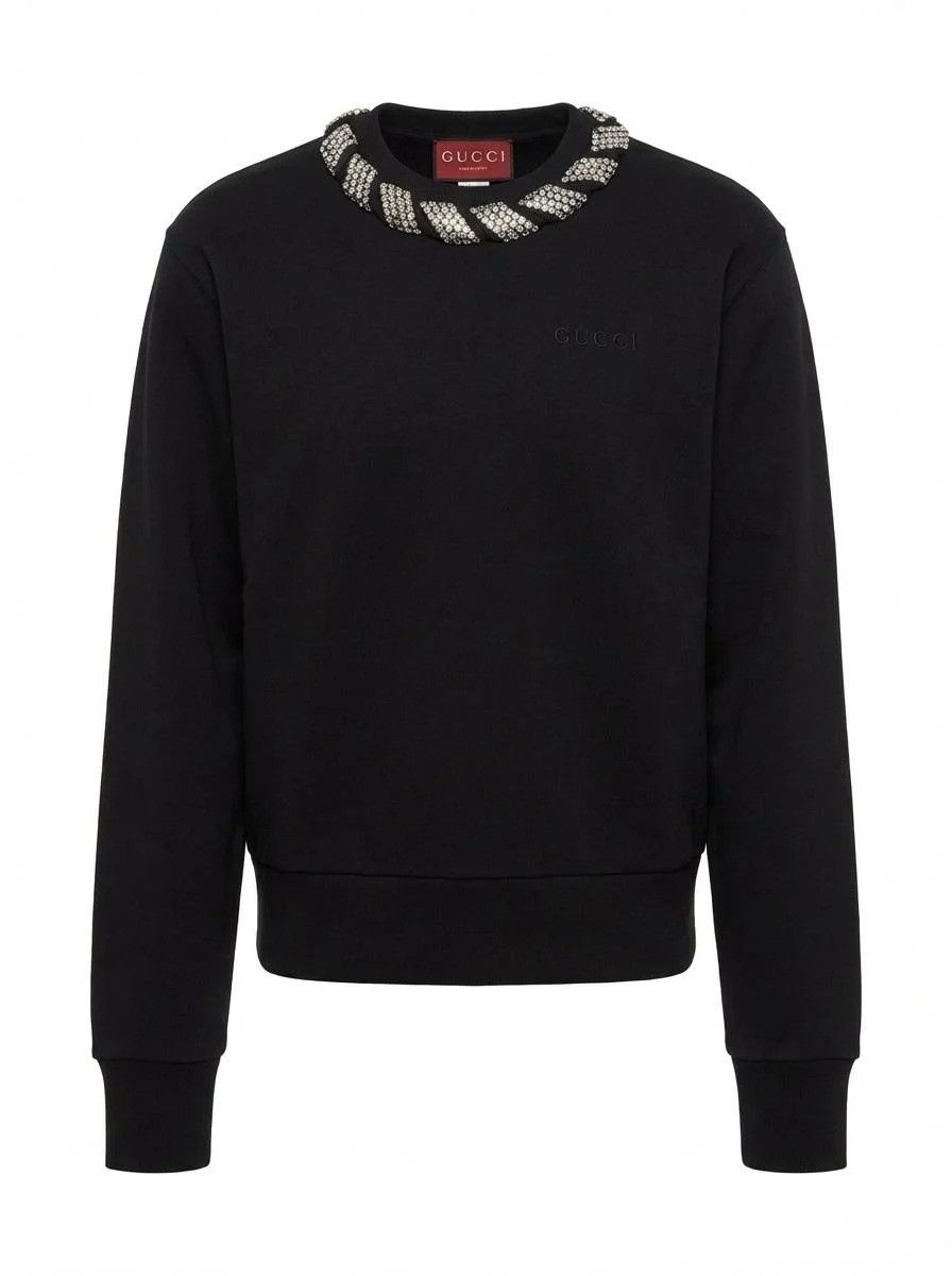 Gucci o1la5ras0526 Embellished Neck Knitted Jumper in Black Size XXS / US 00 / IT 34 - 1 Preview