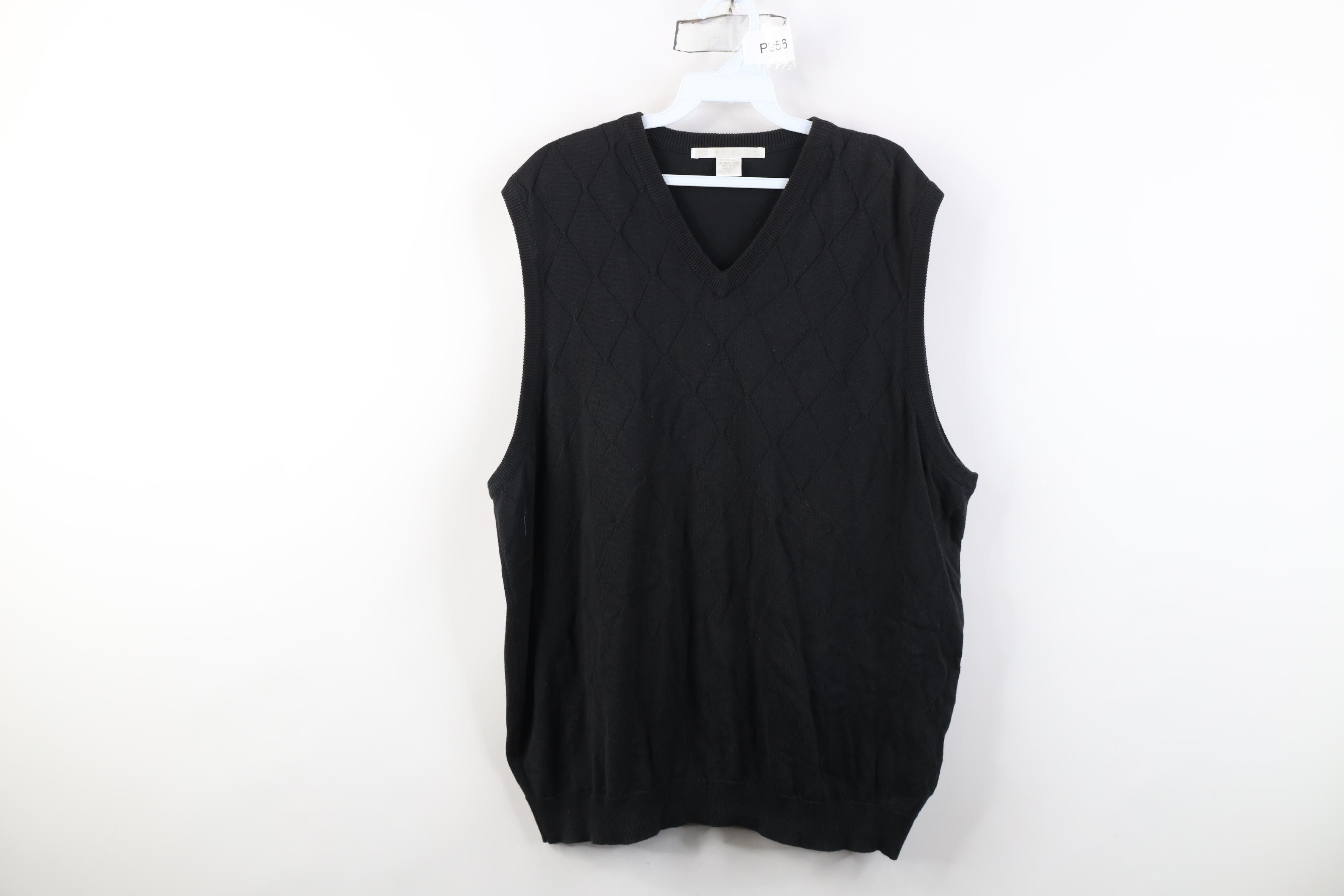 Vintage Vintage 90s Streetwear Diamond Knit Sweater Vest Black Size US L / EU 52-54 / 3 - 1 Thumbnail