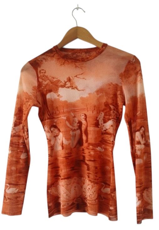 Jean Paul Gaultier × Vintage Jean Paul Gaultier Mesh Top Printed Dress Jacket Coat EX0054 Size S / US 4 / IT 40 - 1 Thumbnail