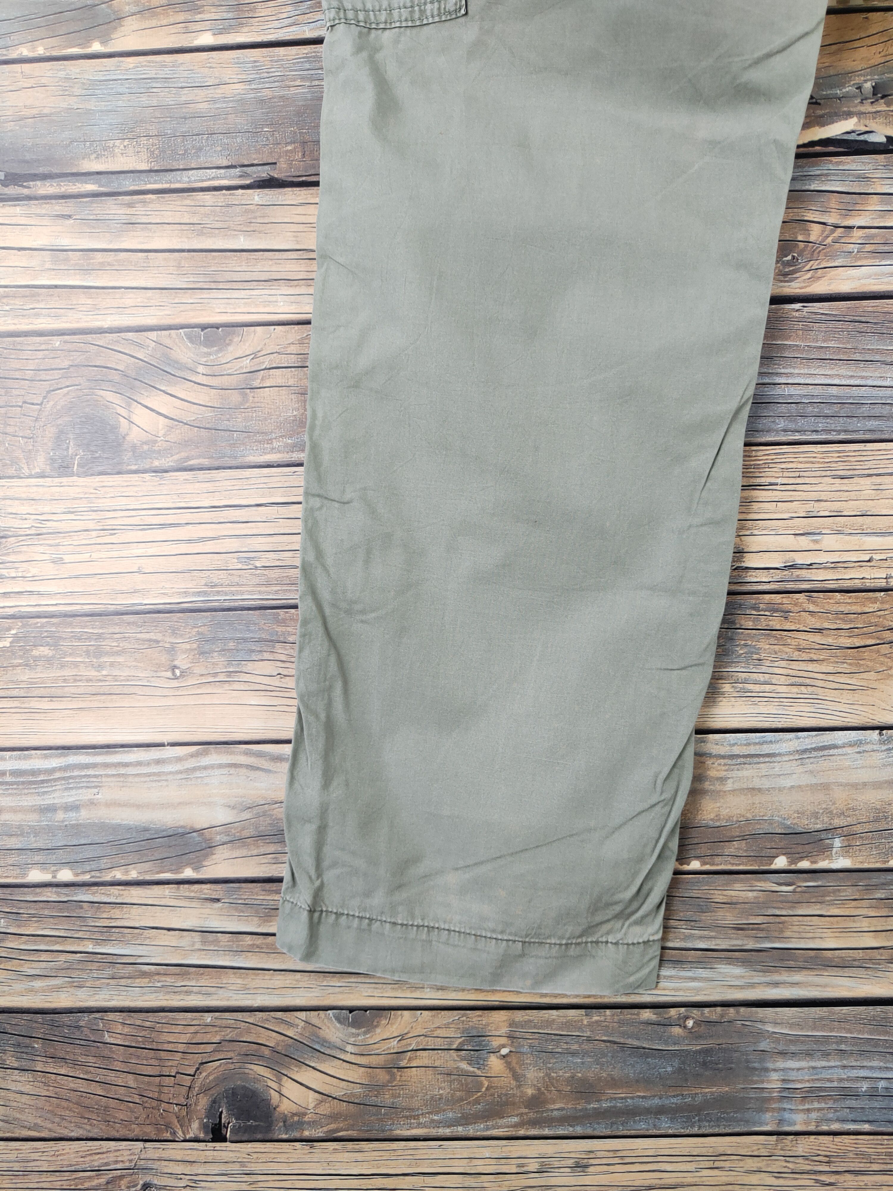 Japanese Brand DL Uniqlo Green Faded Multipocket Tactical Cargo Pants #1303 Size US 33 - 9 Thumbnail