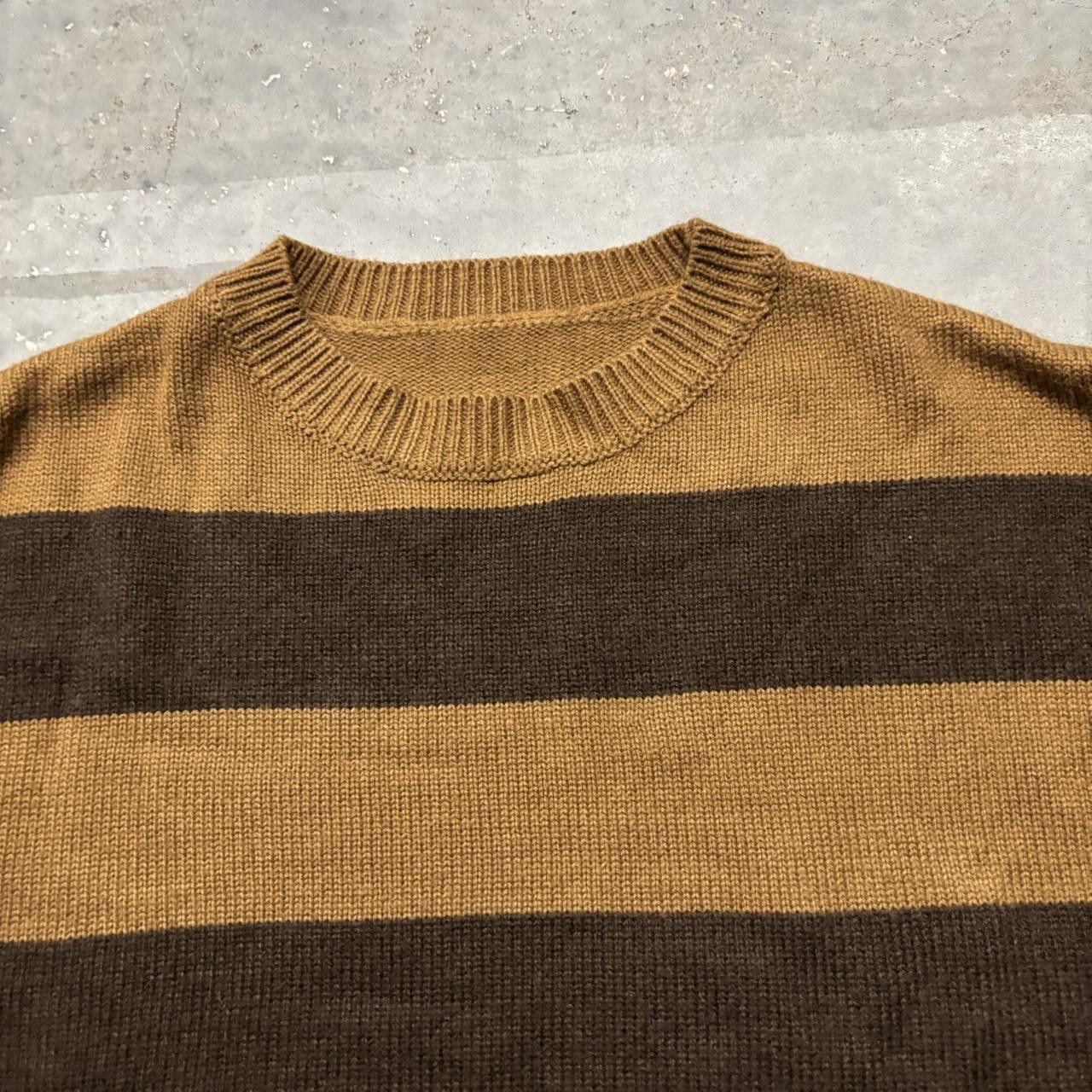 Japanese Brand × Vintage Crazy Vintage Y2K/2000s Cute Brown & Tan Striped Sweater! Size M / US 6-8 / IT 42-44 - 2 Thumbnail