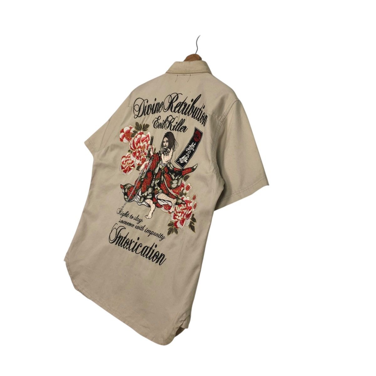 Hysteric Glamour 🔥VINTAGE WORK SHIRT BOWLING BUTTON UPS DIVINE RETRIBUTION Size US XL / EU 56 / 4 - 12 Thumbnail