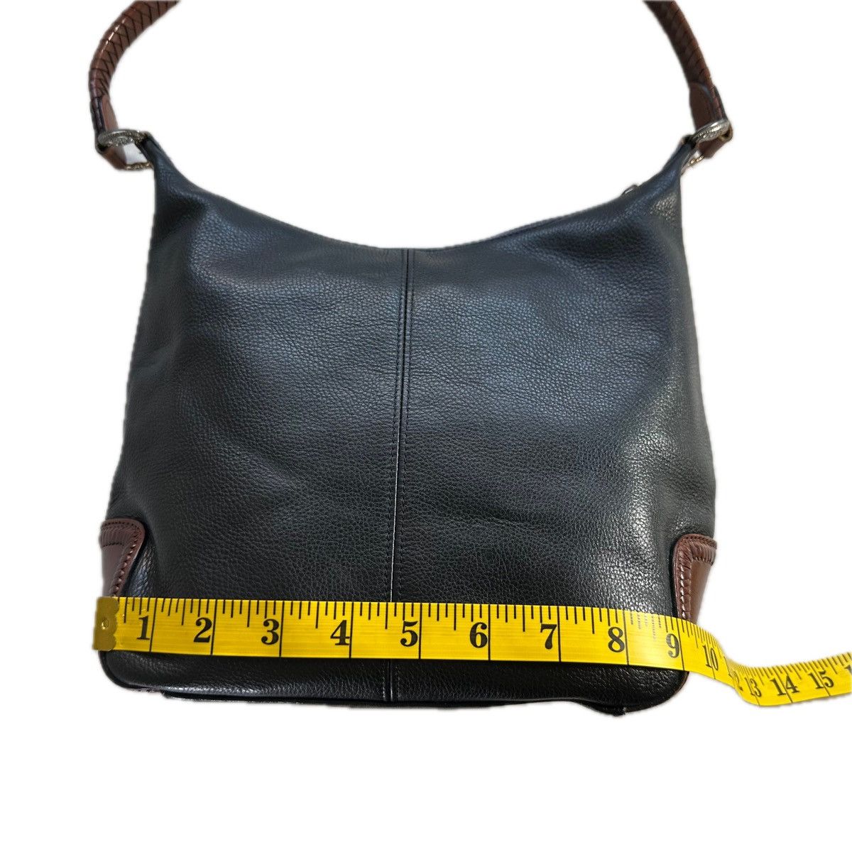 Fossil Vintage Fossil Black Leather Accents Brailed Strap Hobo Bag Size ONE SIZE - 17 Thumbnail