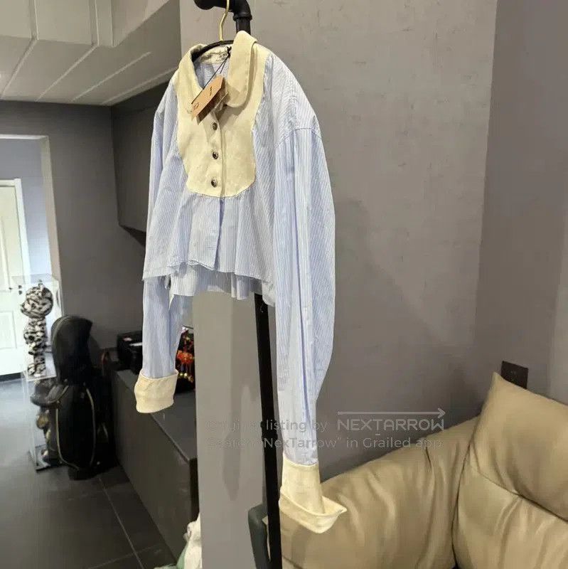 Miu Miu Miu Miu Light Blue Cropped Cotton Shirt . Size M / US 6-8 / IT 42-44 - 3 Thumbnail
