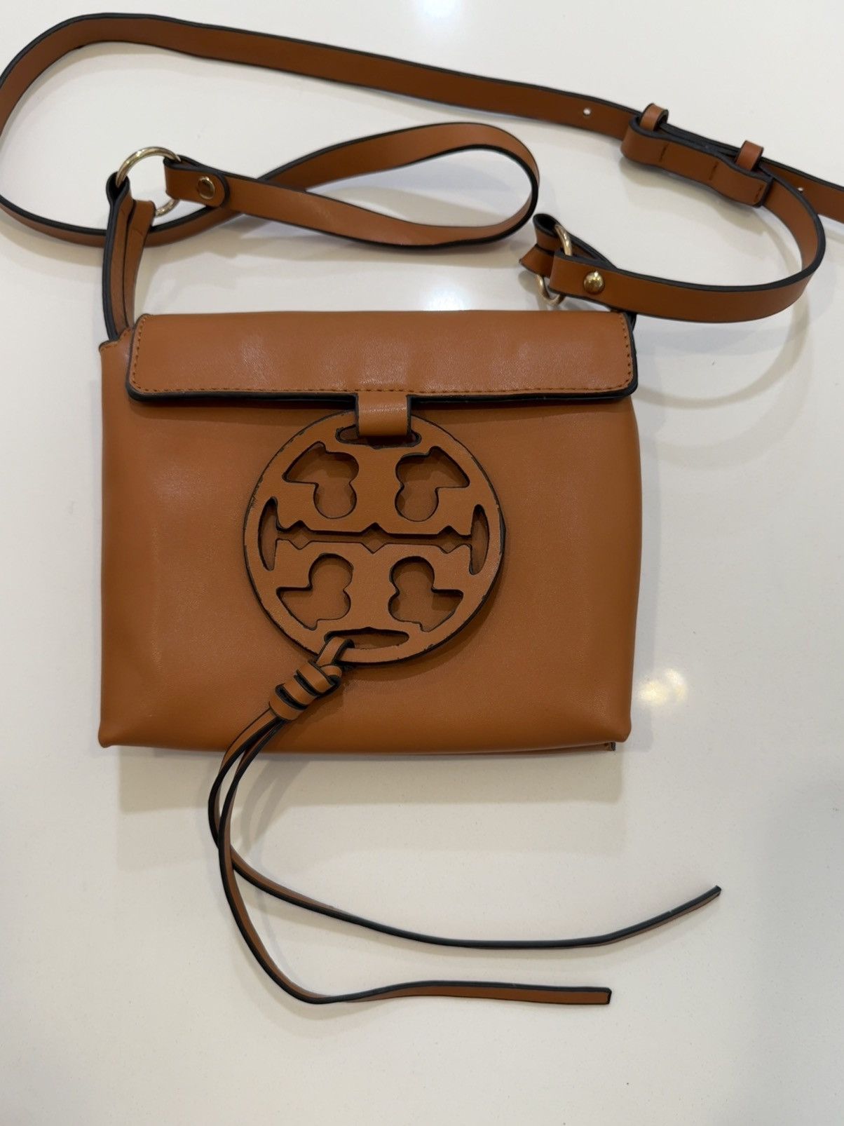 Tory Burch Tory Burch Leather Miller Crossbody Bag Cognac Size ONE SIZE - 1 Thumbnail