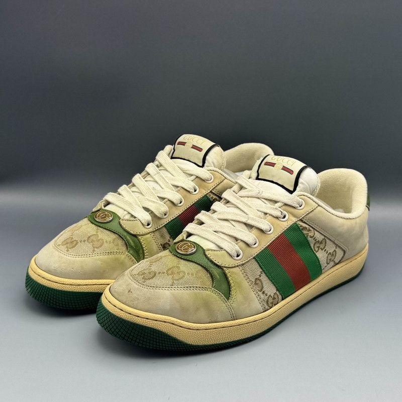 Gucci Gucci Screener Distressed Leather Sneakers for Men 0079 Size US 8.5 / EU 41-42 - 1 Thumbnail
