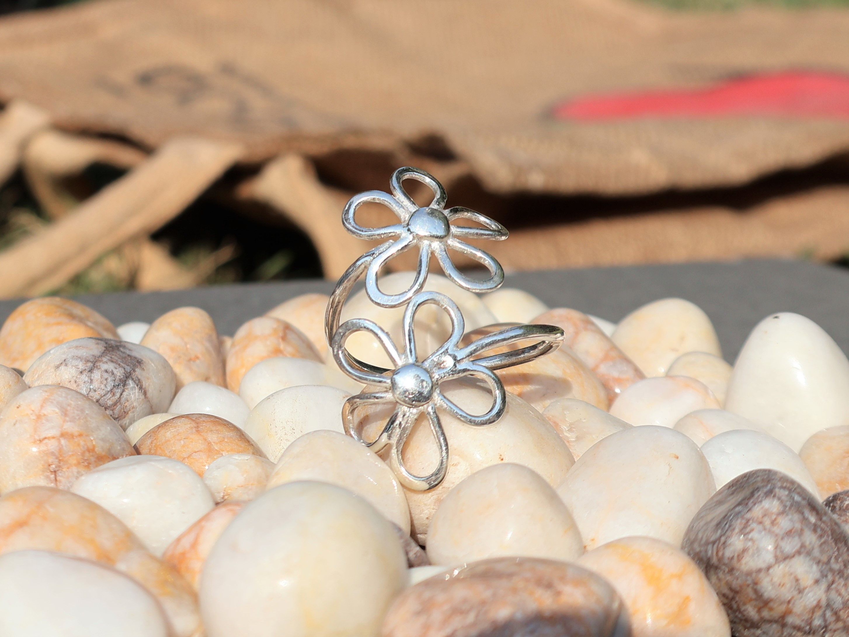 Handmade Flower Ring, Sterling Silver Jewelry, Handmade Promise Ring, Size ONE SIZE - 2 Thumbnail