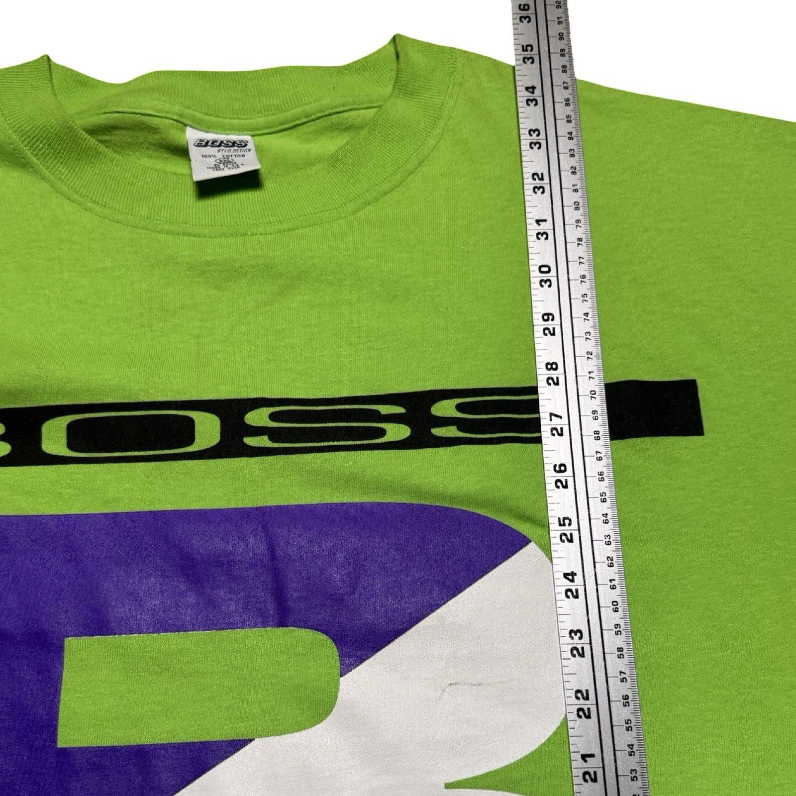 Vintage Vintage 1990s Boss I.G. Design Spell Out Green T-Shirt 2XL Size US XXL / EU 58 / 5 - 4 Thumbnail