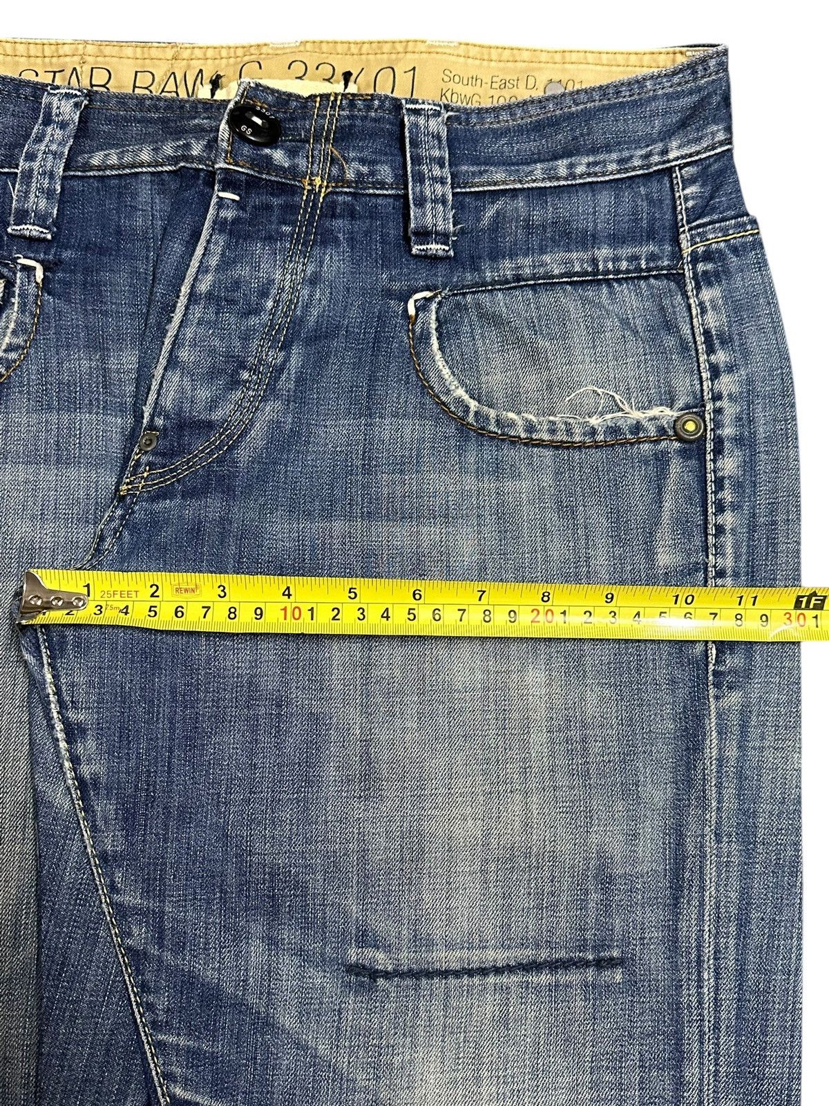 G-Star Vintage Japanese G Star Raw Blue Wash Distress Loose Jeans Size US 32 / EU 48 - 14 Thumbnail