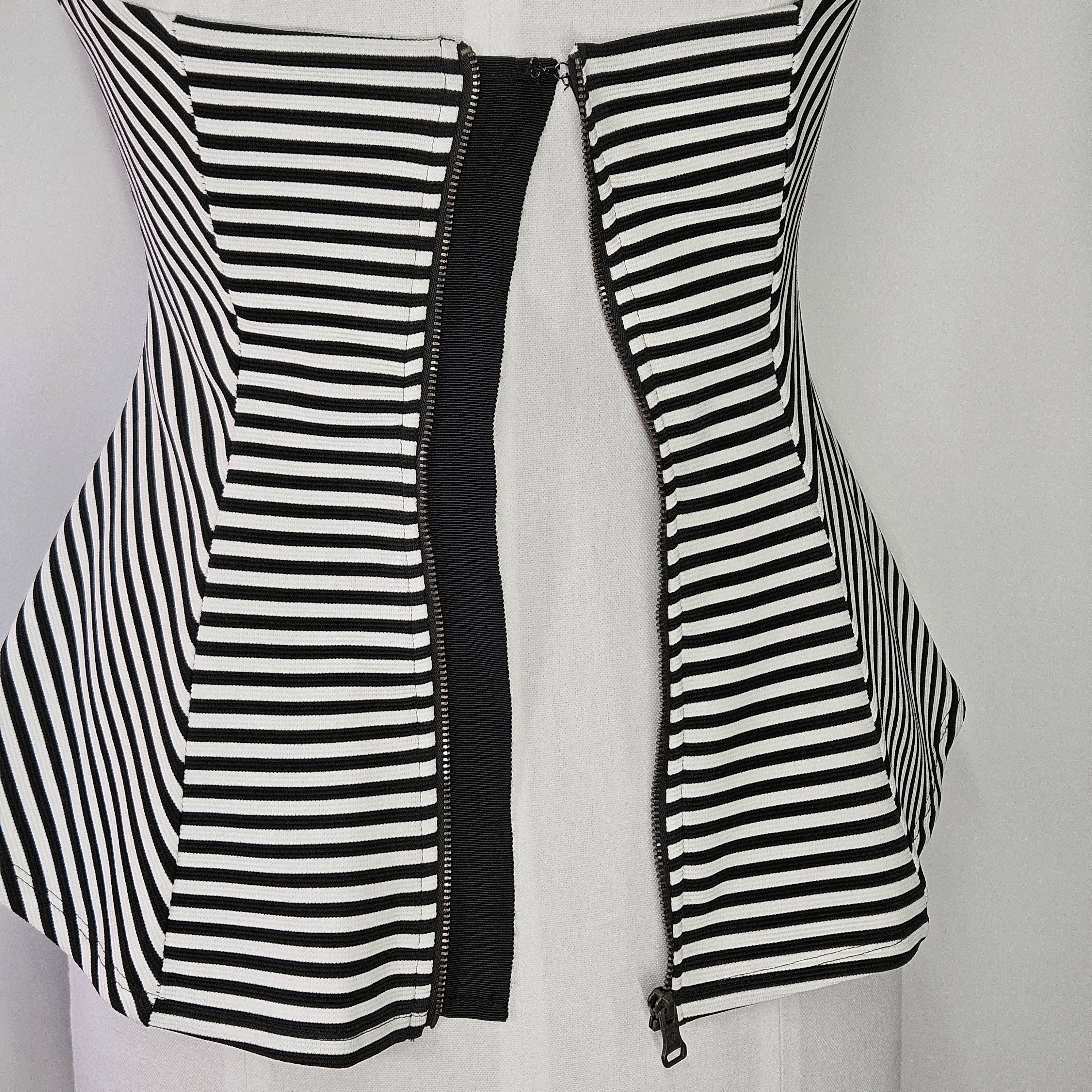 Guess Guess Size S/M Top Halter Peplum Black White Stripe Zipper Size S / US 4 / IT 40 - 8 Thumbnail