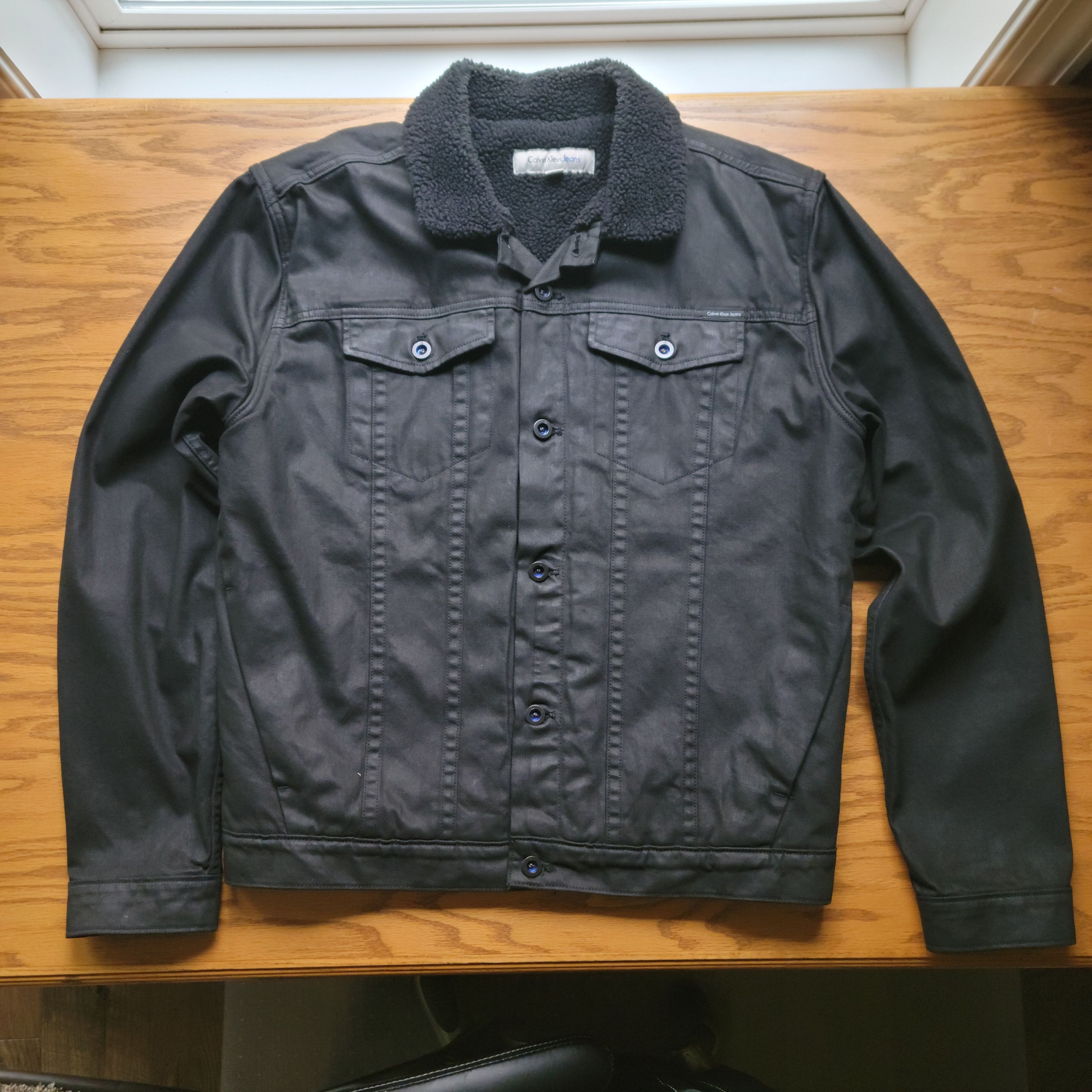 Calvin Klein Black denim fleece jacket Size US L / EU 52-54 / 3 - 1 Thumbnail