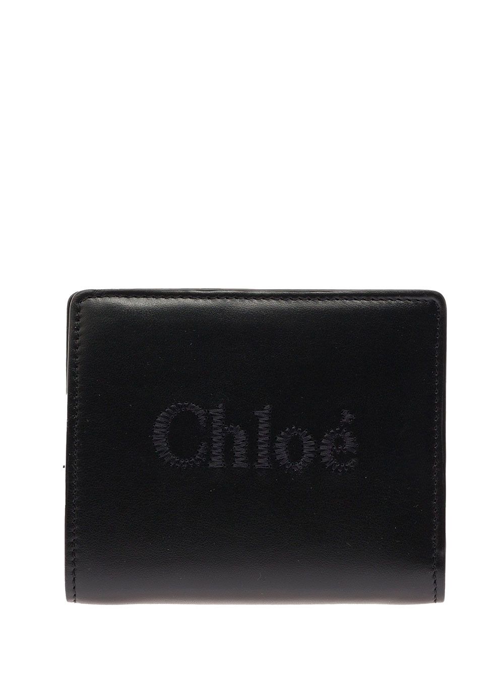 Chloe 'Sense' Black Bi-Fold Wallet with Tonal Logo Embroidery in Leather Woman Size M / US 6-8 / IT 42-44 - 1 Thumbnail