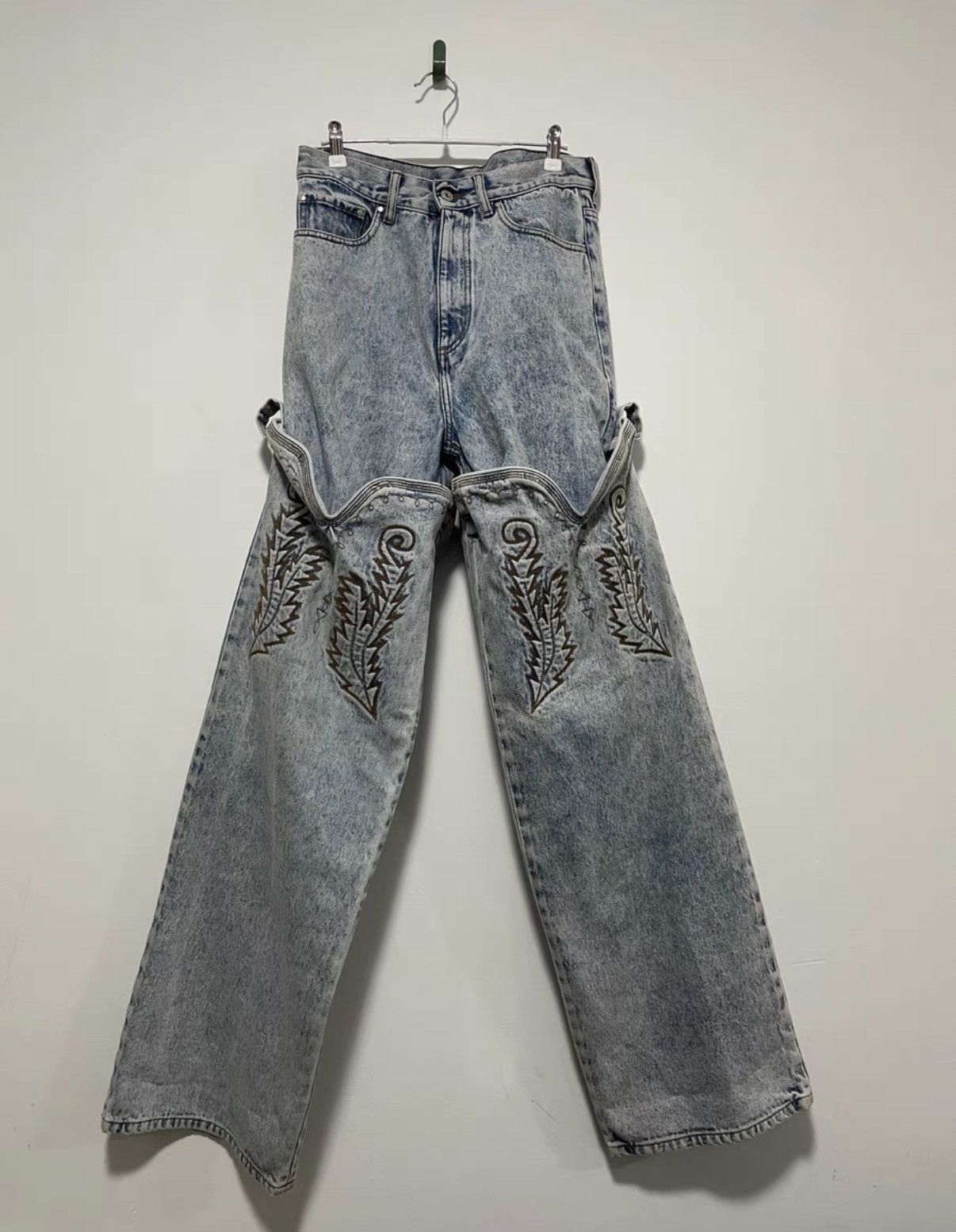 Y/Project Y/Project "Cowboy Cuff"Embroidered Deconstructed Denim Jeans Size US 31 - 1 Thumbnail