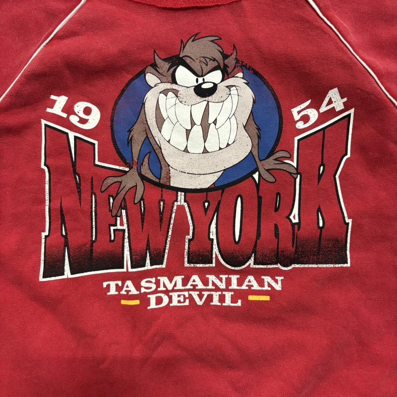 Vintage Vintage Y2K/2000s Red Looney Tunes Taz New York Tasmanian Devil Sweatshirt! Size US S / EU 44-46 / 1 - 2 Thumbnail