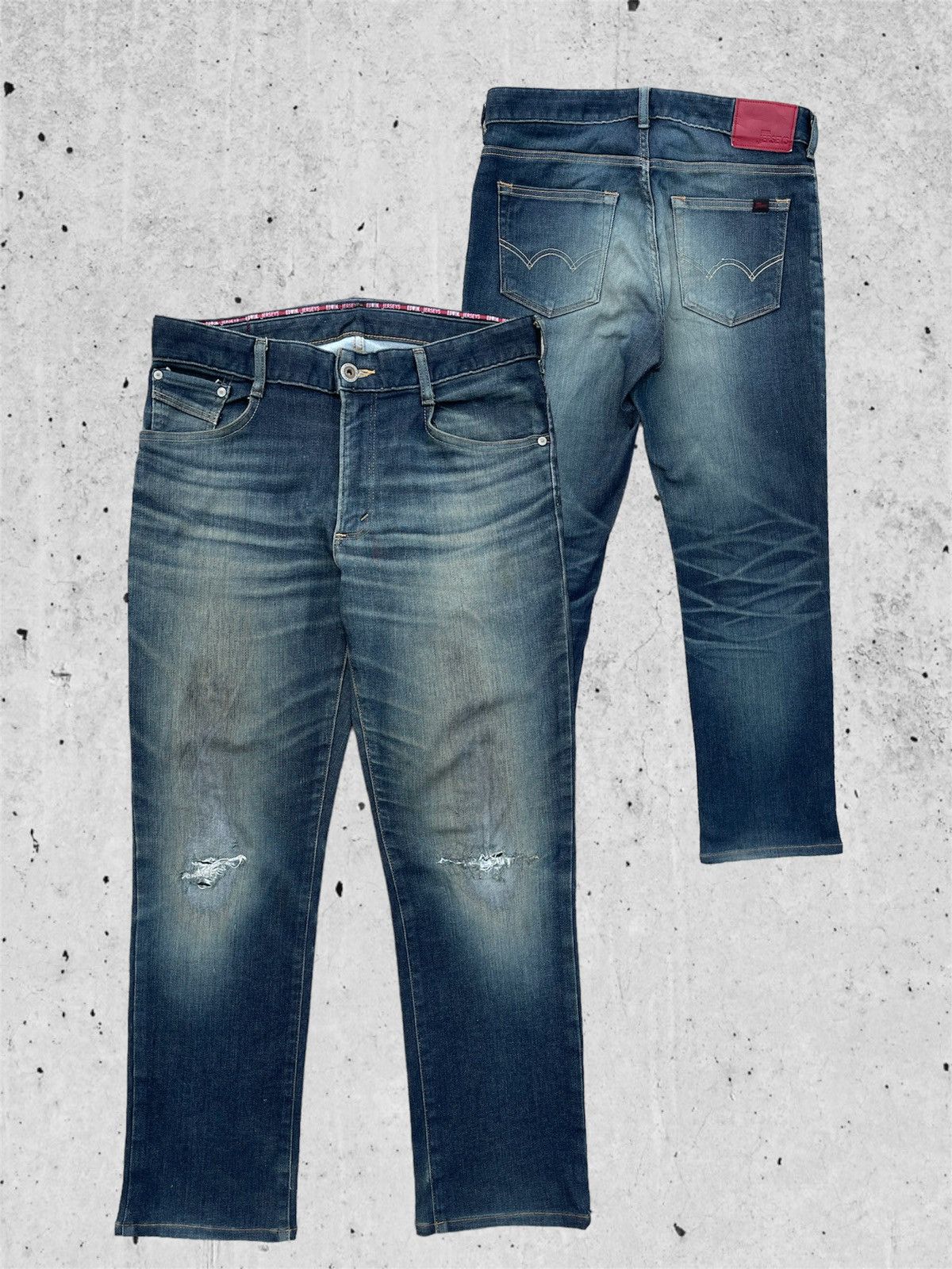 Edwin 🔥 Edwin Jersey Distressed Denim Streetwear W34🔥 Size US 34 / EU 50 - 1 Thumbnail