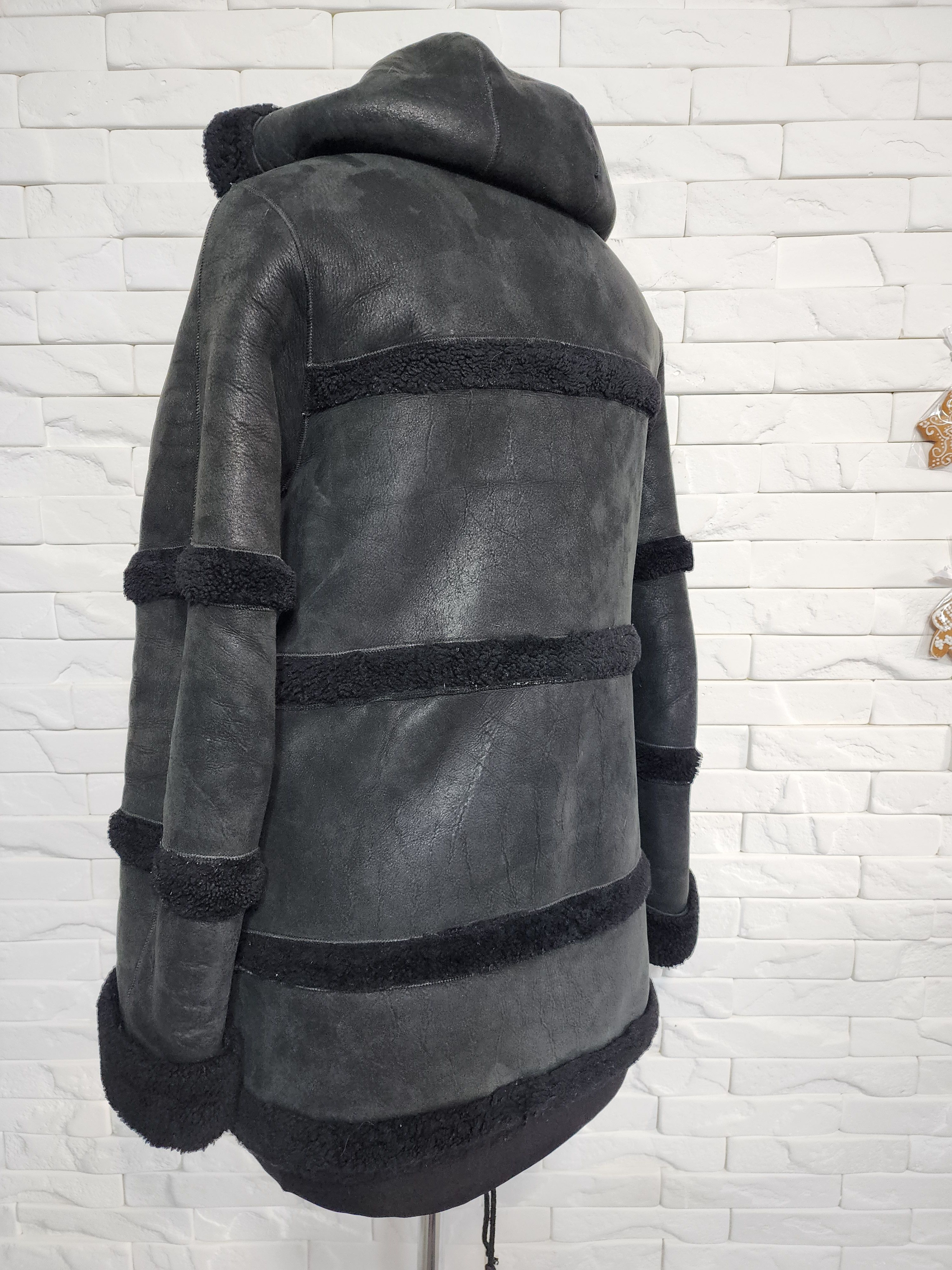 Furla Black Sheepskin Coat: Women's Genuine Fur Hooded Jacket Size L / US 10 / IT 46 - 6 Thumbnail