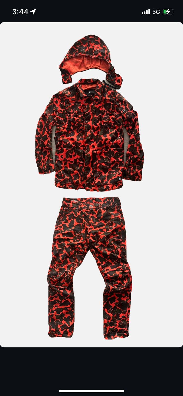 G-Star × Pharrell Pharrell x GSTAR Elwood 25 orange camo duck jacket pants Size US 30 / EU 46 - 1 Thumbnail