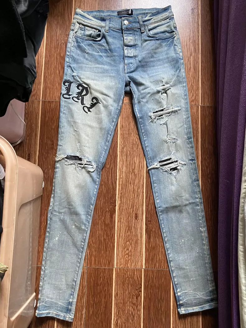 Amiri Amiri Sanskrit spliced blue jean Size US 32 / EU 48 - 1 Thumbnail