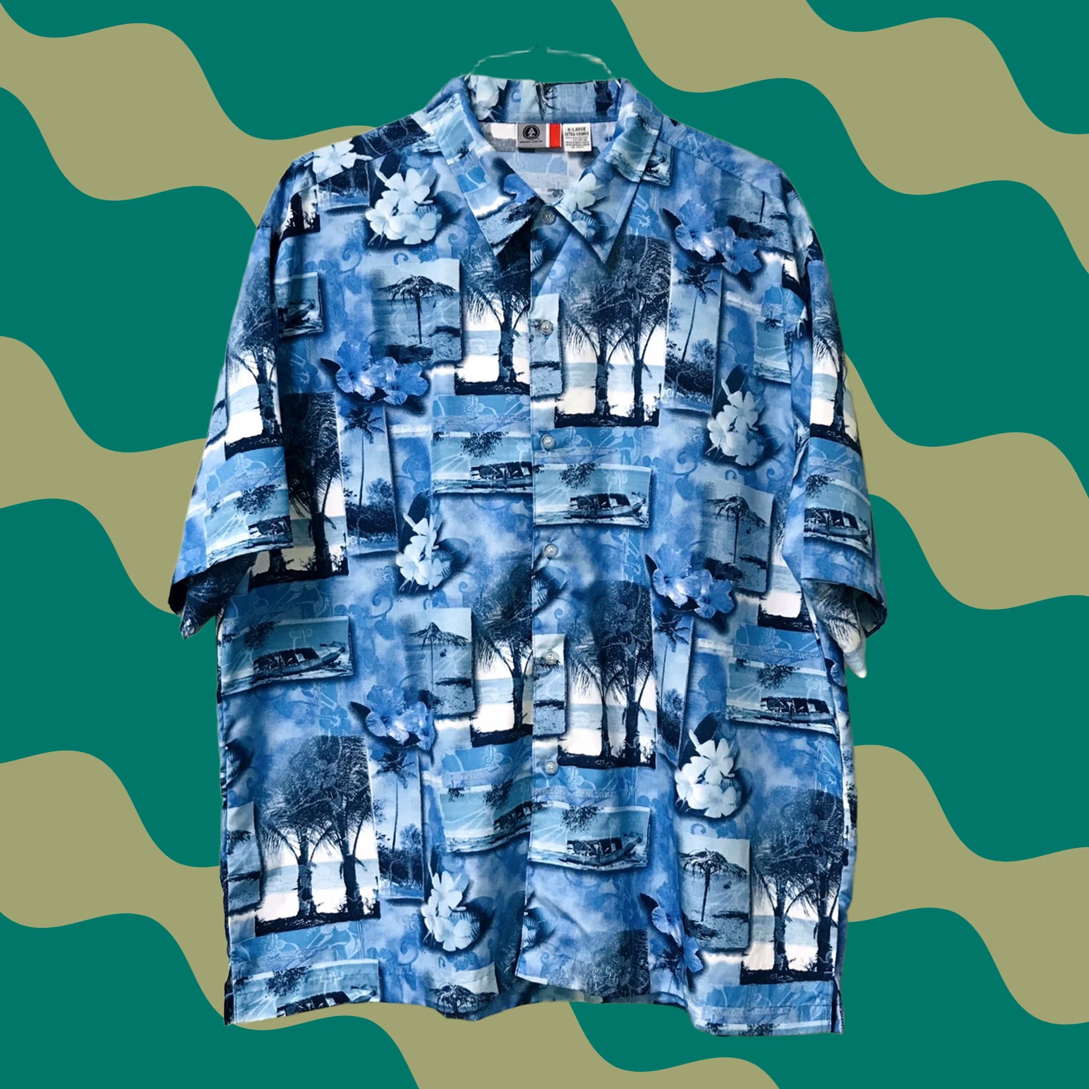 Vintage Arizona Jean Co Men Blue Hawaiian Tropical Print Button Up Short Sleeve Shirt XL Size US XL / EU 56 / 4 - 1 Thumbnail