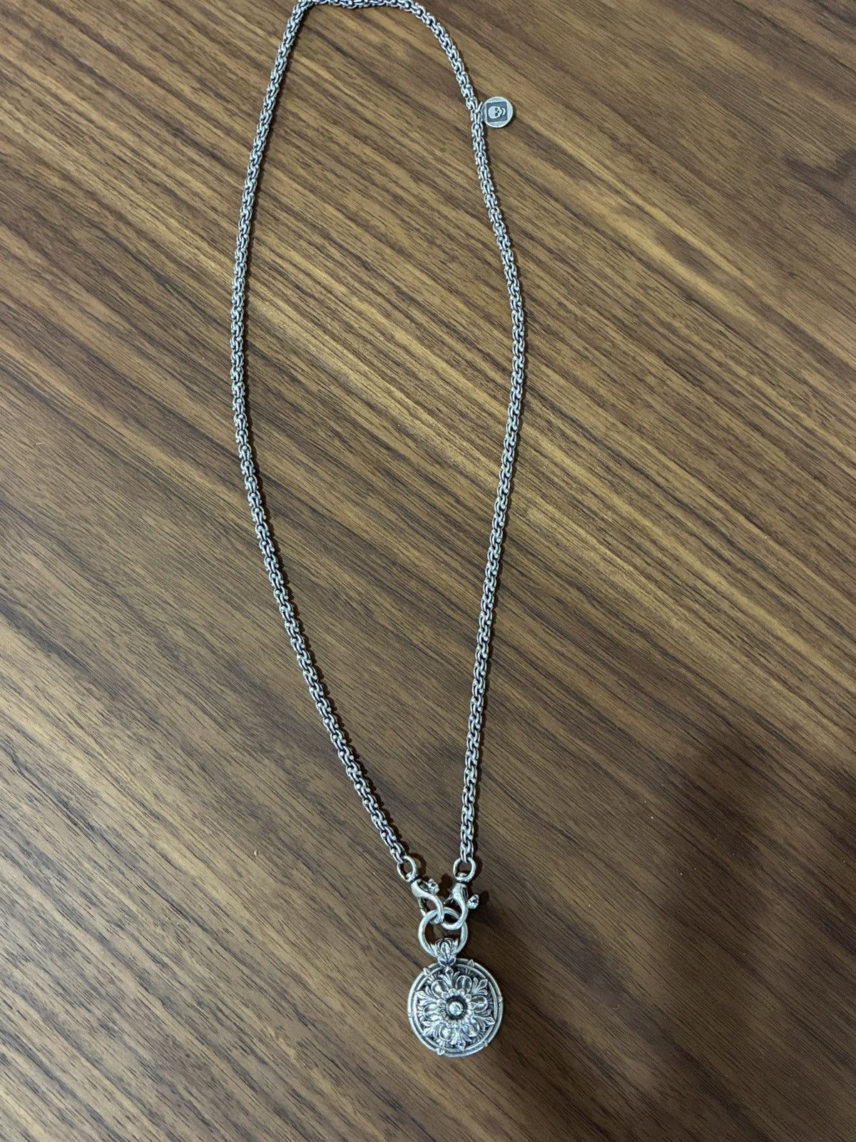 John Varvatos Sterling Silver Floral Pendant Necklace. Size ONE SIZE - 4 Thumbnail