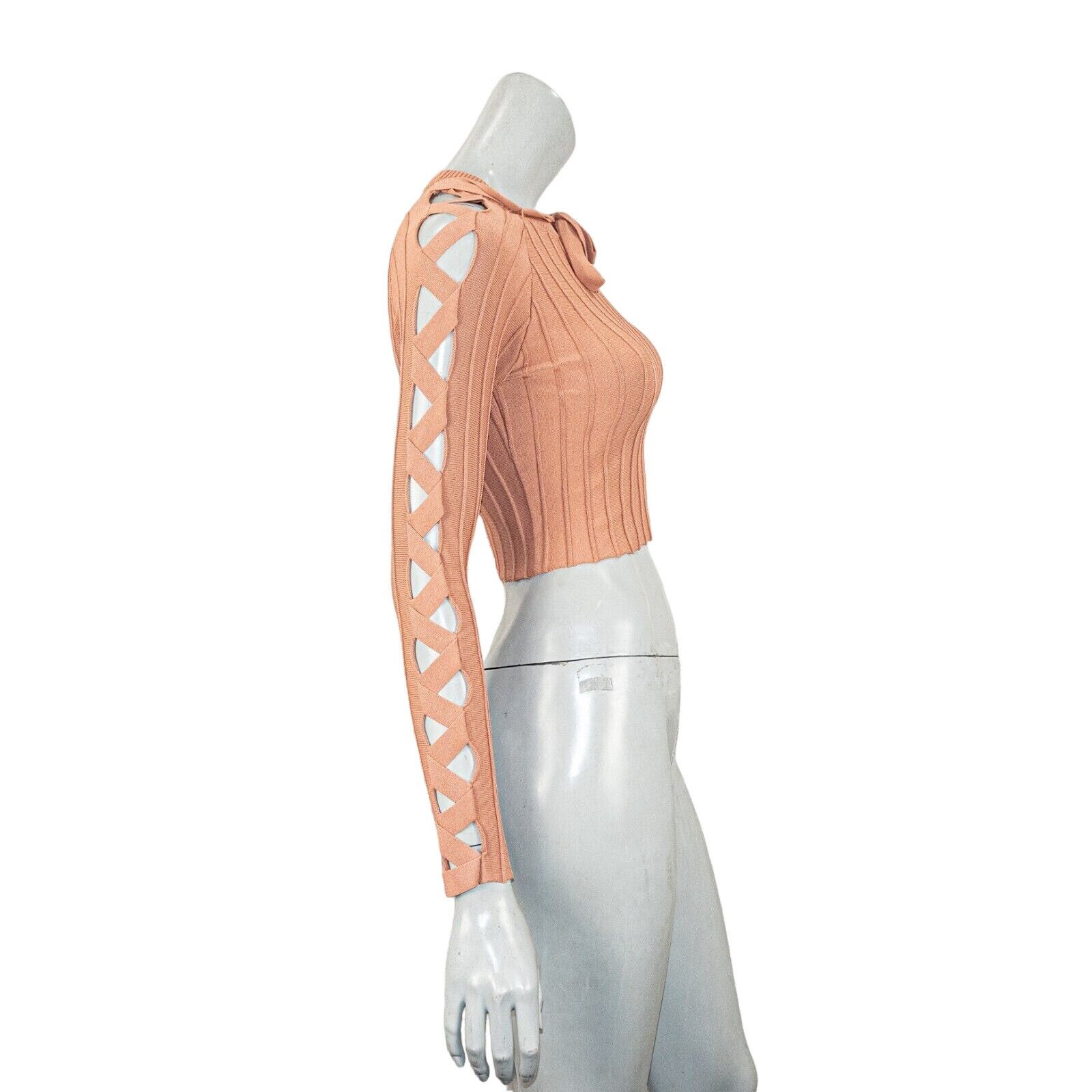 For Love & Lemons Knitz For Love & Lemons Ribbed Crop Top open lace sleeves Size L / US 10 / IT 46 - 4 Thumbnail