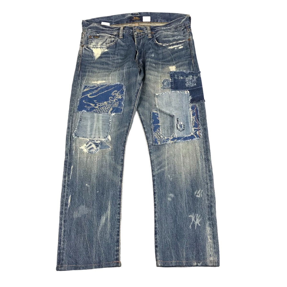 Japanese Brand × Polo Ralph Lauren POLO RALPH LAUREN PATCHWORK DISTRESSED DENIM PANTS Size US 31 - 1 Thumbnail