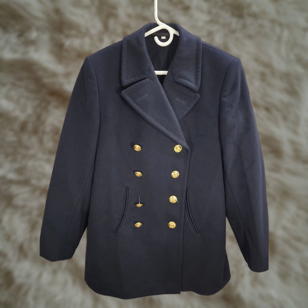 Vintage VINTAGE Joba Coat Navy Blue Wool Military Button 70s Overcoat Women's size 25 Size 4XL / US 24-26 - 1 Thumbnail