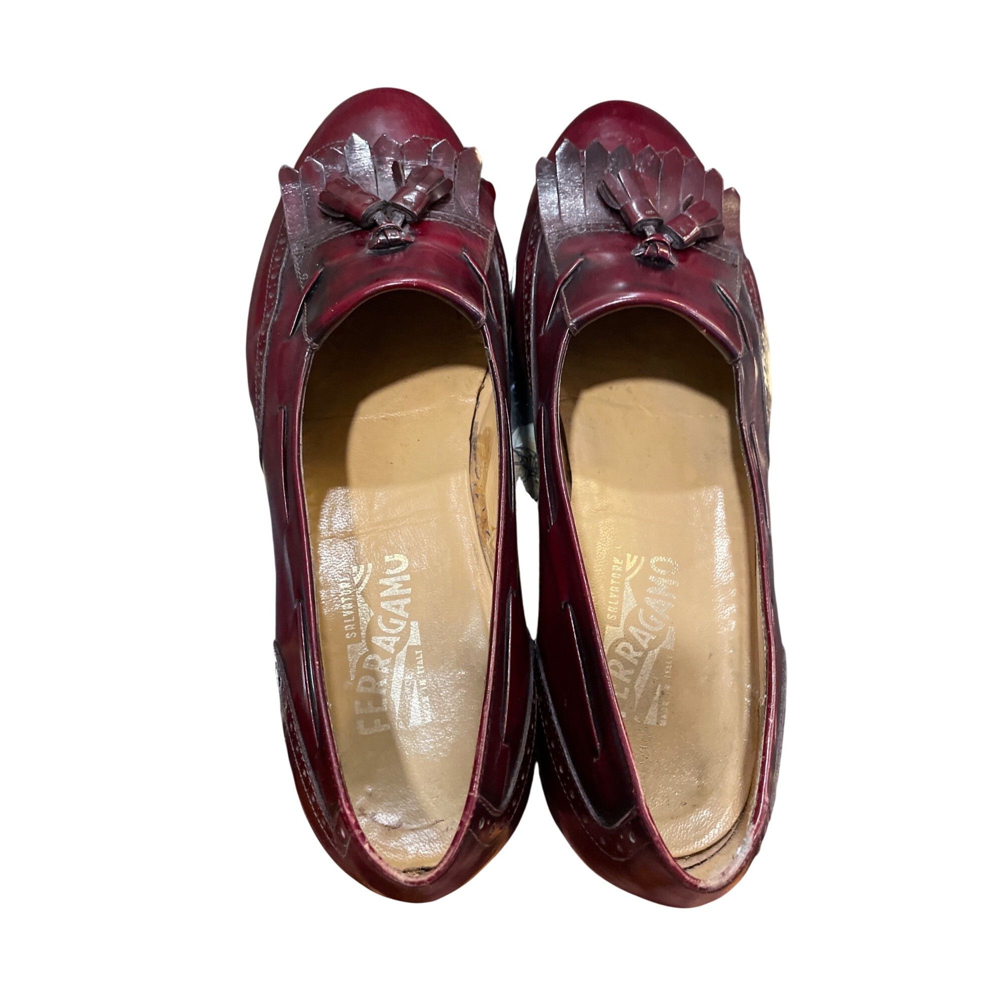 Salvatore Ferragamo Salvatore Ferragamo mens burgandy leather tassled oxford sho Size US 12 / EU 45 - 15 Thumbnail