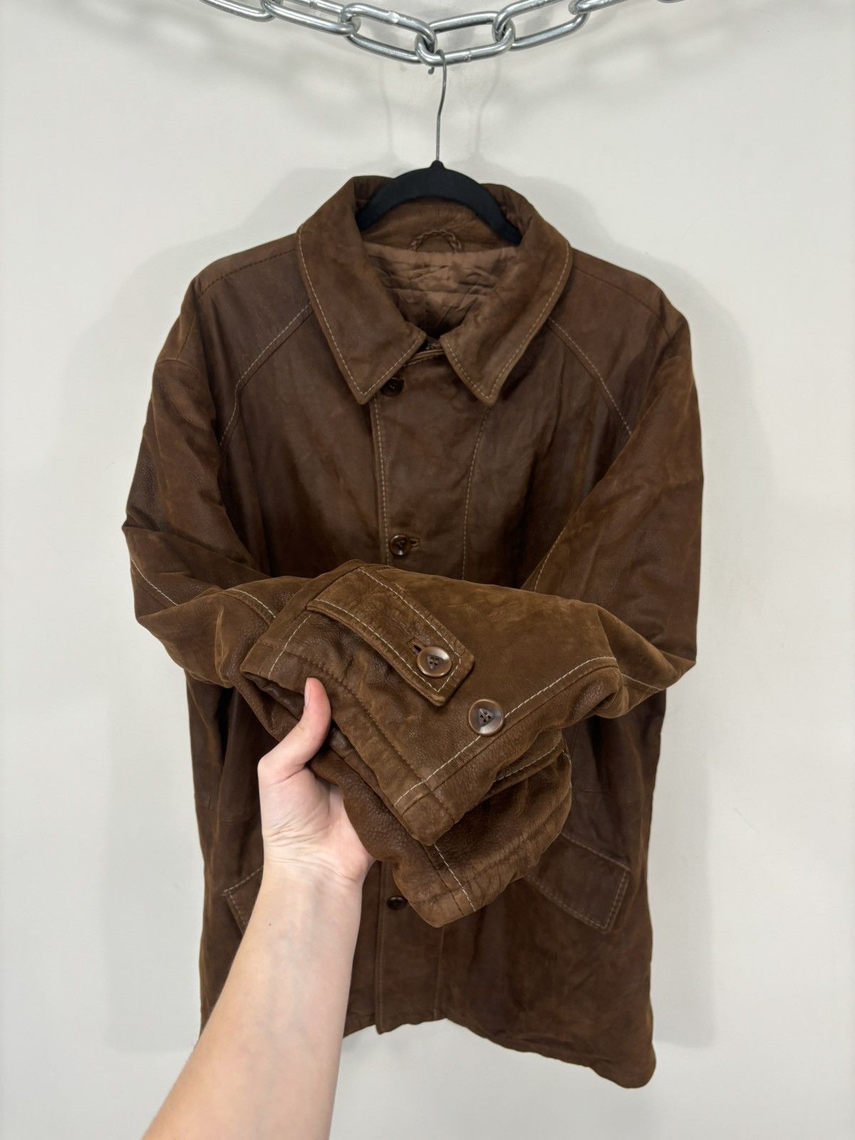 Gimo's Gimo’s Nivola Studio Brown Italian Leather Long Coat Jacket Size US L / EU 52-54 / 3 - 10 Thumbnail