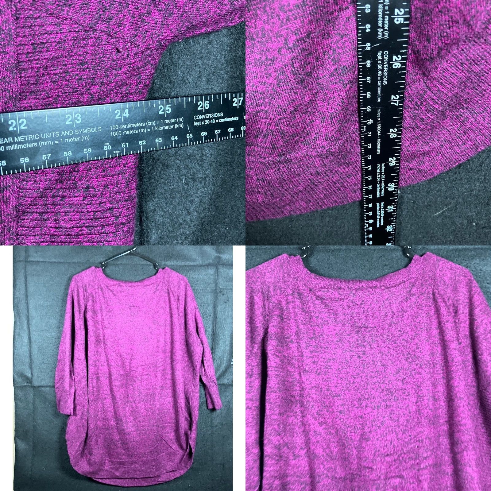 Express Express Womens Sweater Purple Black Oversized 3/4 Sleeve Knit Tunic Stretch L Size L / US 10 / IT 46 - 8 Thumbnail