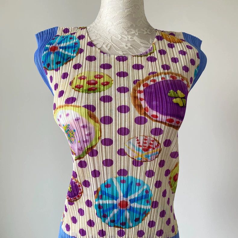 Issey Miyake Issey Miyake Blue cookie pleated short-sleeved shirt Size L / US 10 / IT 46 - 2 Thumbnail
