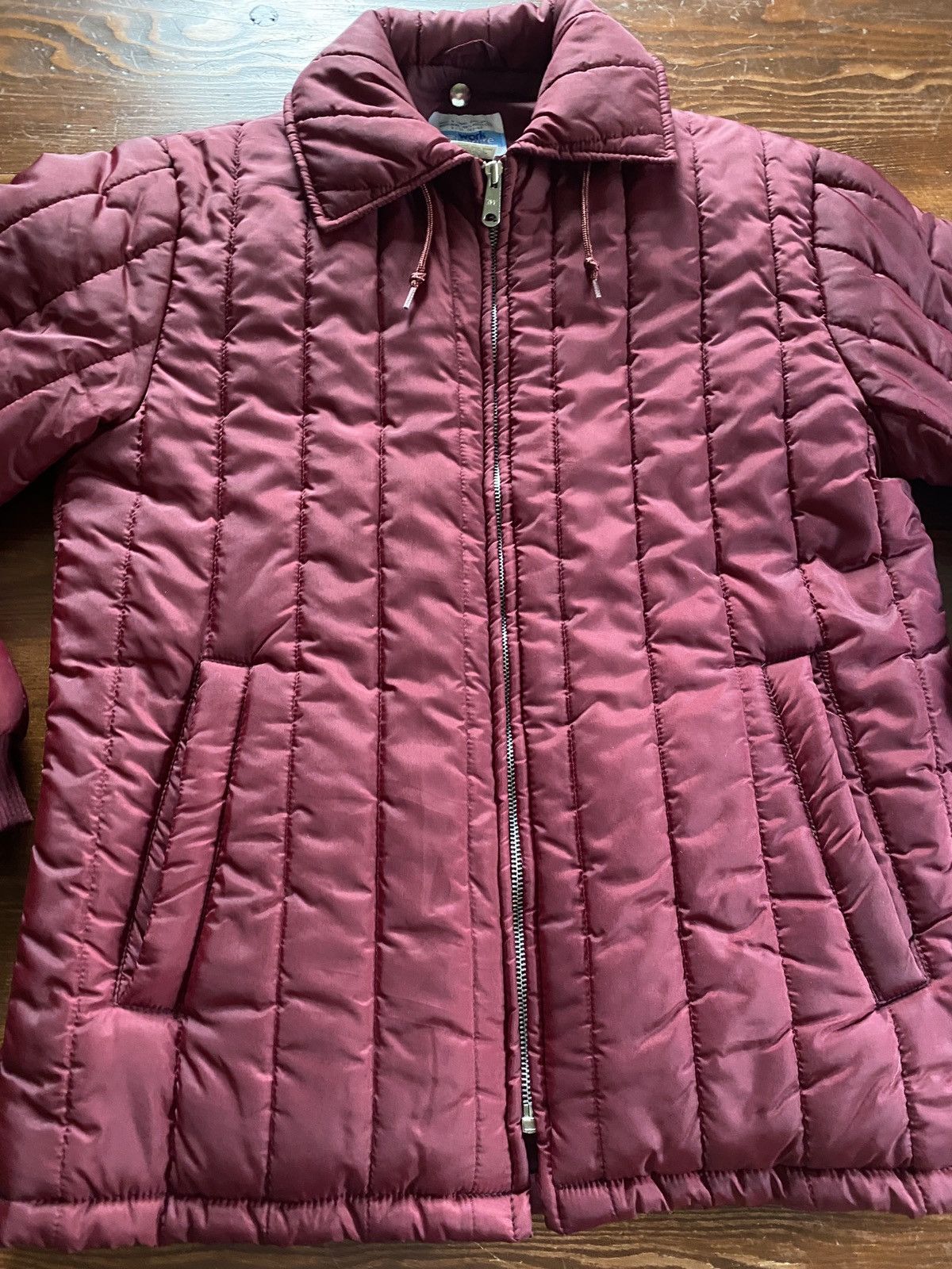 Sears × Vintage Vintage 70’s Sears Vertical Puffer Burgundy Full Zip Jacket Size US S / EU 44-46 / 1 - 3 Thumbnail