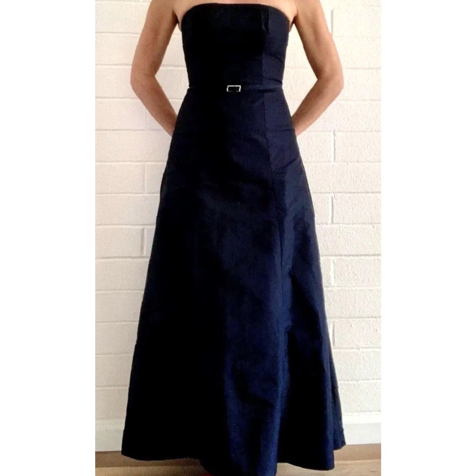 Vintage VINTAGE Hennes Collection Black Taffeta Strapless Long Maxi Dress S/36 Size S / US 4 / IT 40 - 2 Thumbnail