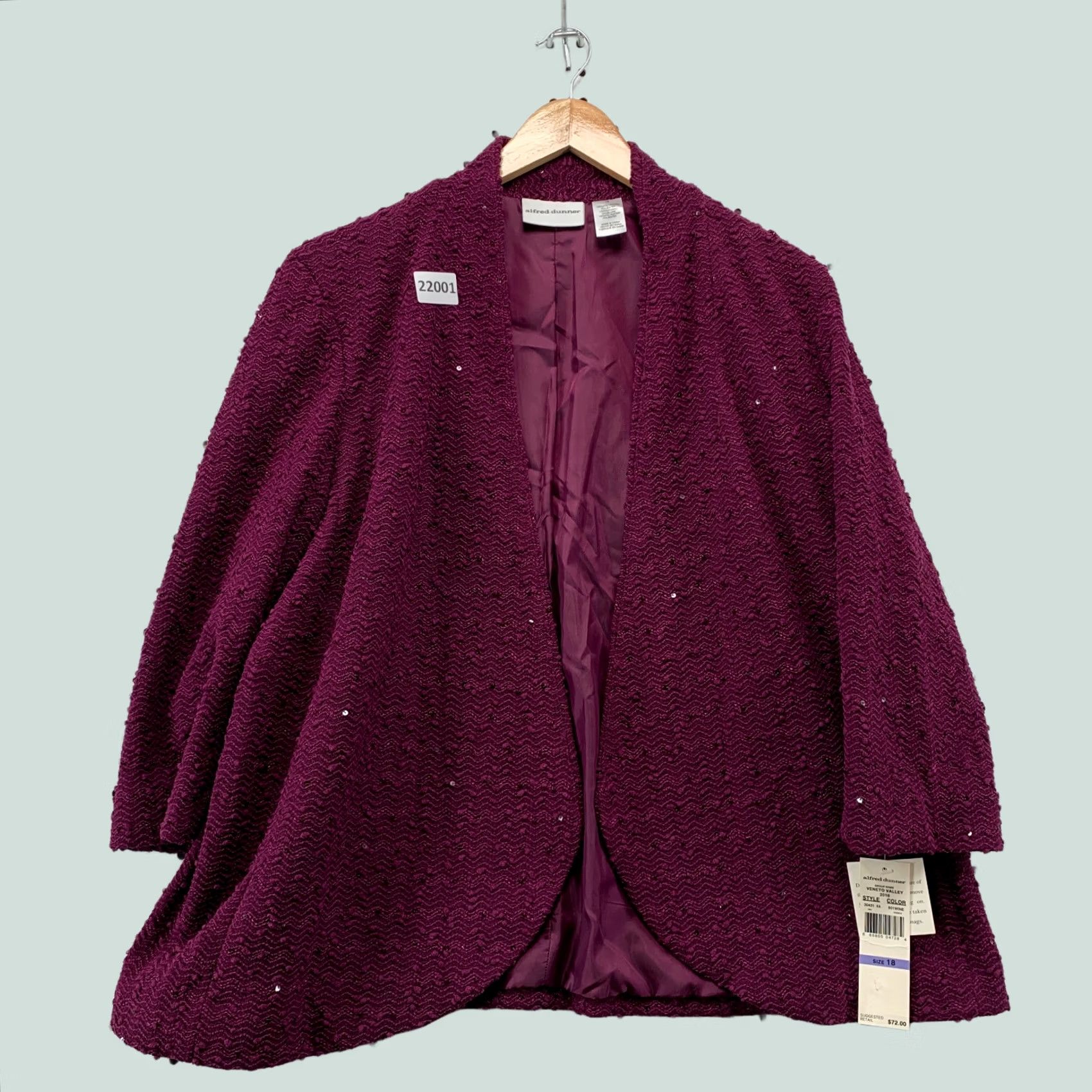 Vintage Alfred Dunner Sports Blazer Womens Size 18 Purple 25x28 NWT Power Blazer Shirt Outfit Mens Size XXL / US 16-18 / IT 52-54 - 1 Thumbnail